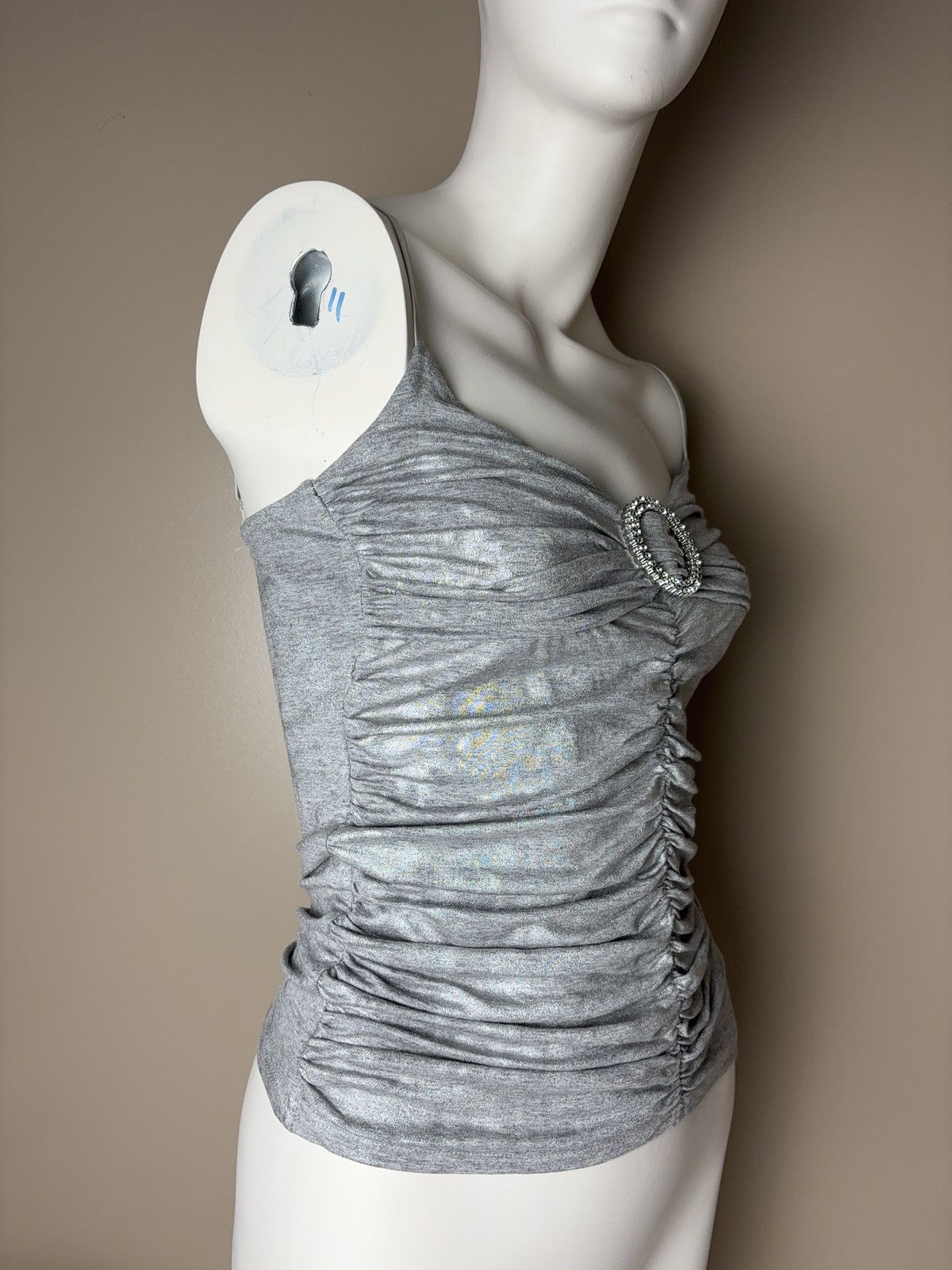 Vintage Glamour sexy silver tank top coquette style Size XS / US 0-2 / IT 36-38 - 6 Thumbnail