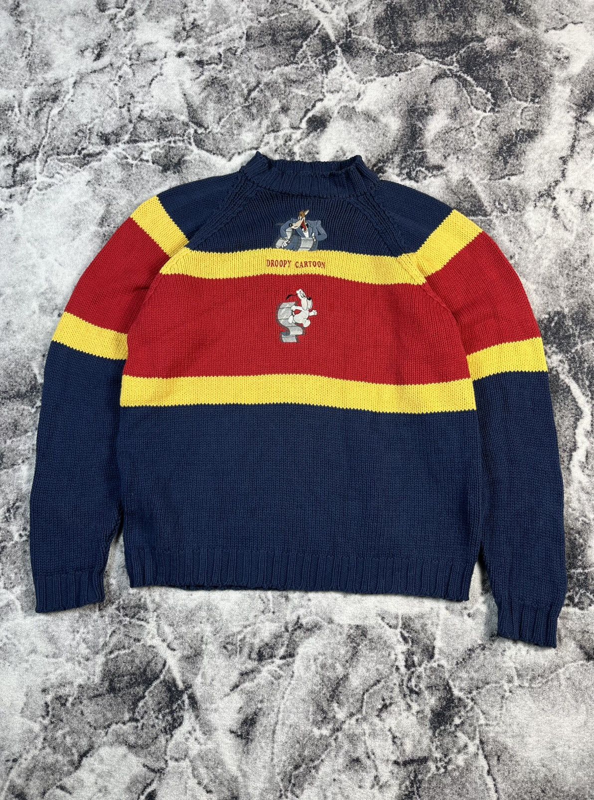 Vintage Droopy Cartoon Knit Sweater Vintage 90s Stripe Size US M / EU 48-50 / 2 - 1 Thumbnail