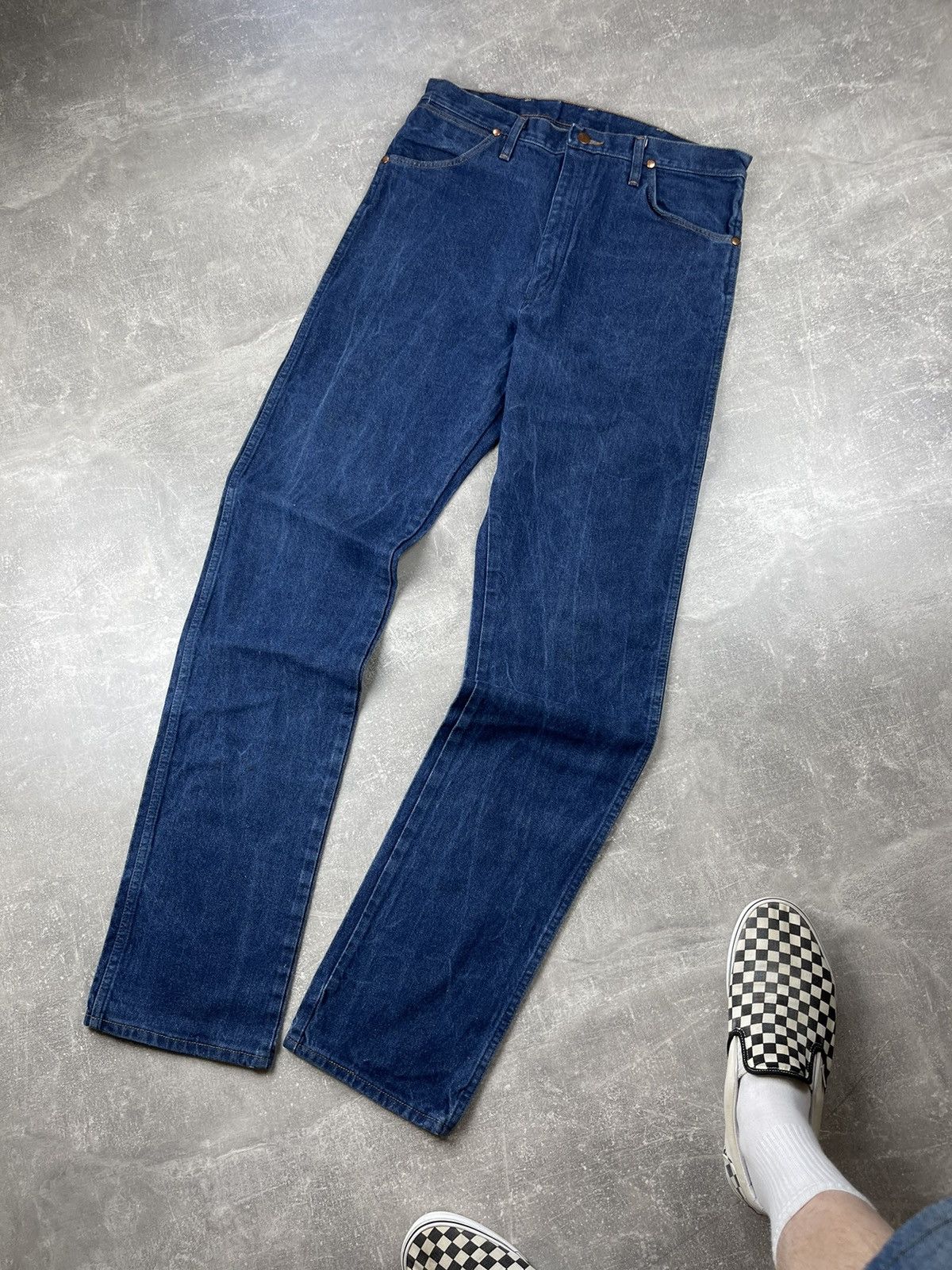 Vintage × Wrangler Rare! Vintage! Wrangler 80s Navy Blue Denim Jeans Size US 35 - 6 Thumbnail