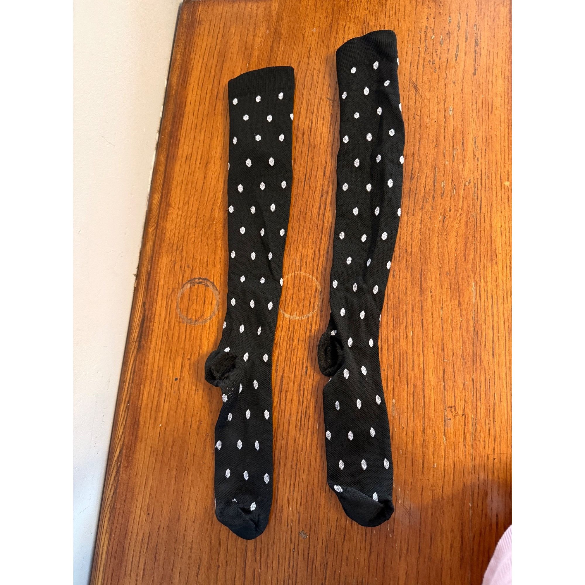 Other Polka Dot Knee-High Compression Socks Black & White Size ONE SIZE - 3 Thumbnail