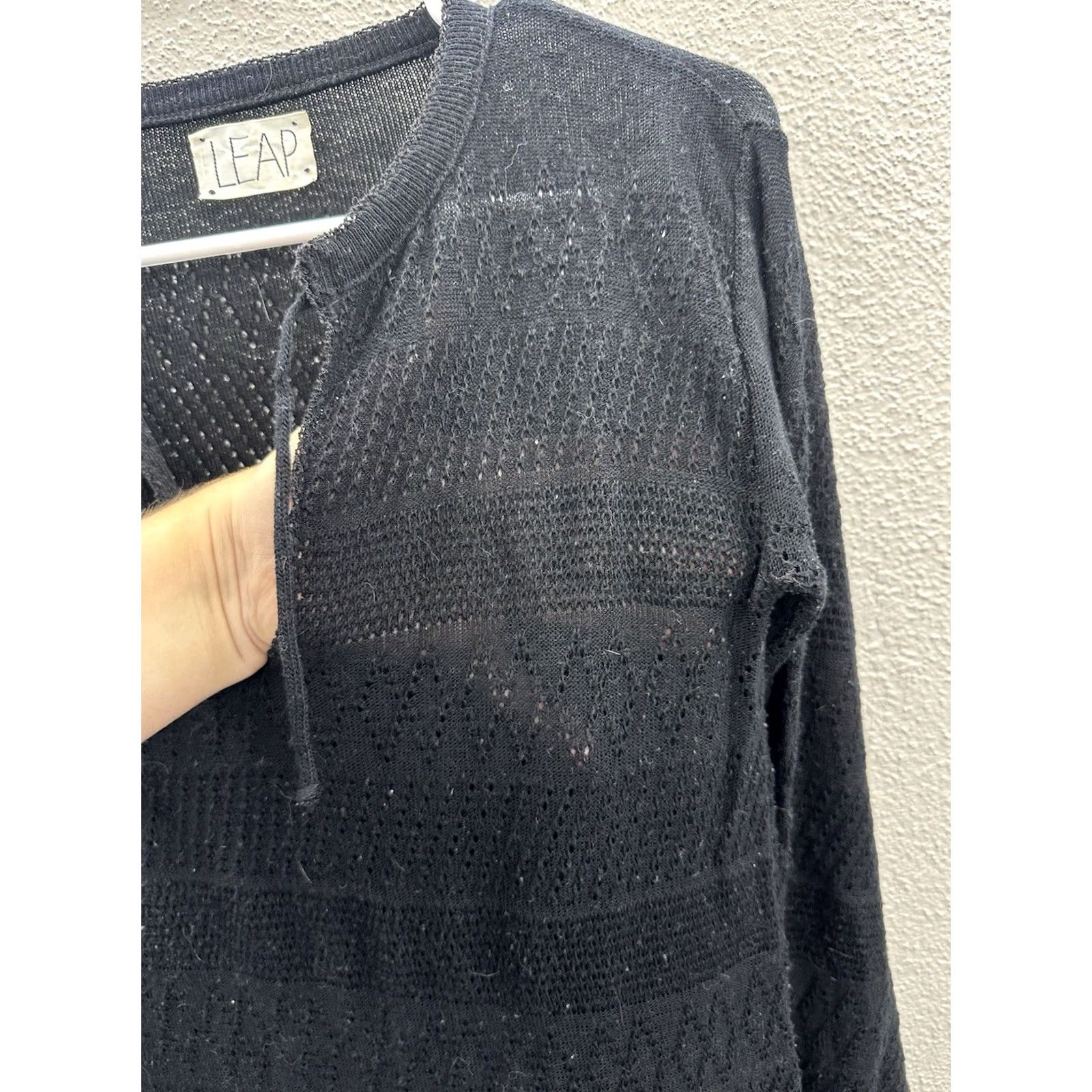 Vintage VINTAGE Leap Cover Up Womens Long Sleeve Black Open Knit Side Slits 80s 90s Womens, Size 10 Size L / US 10 / IT 46 - 4 Thumbnail