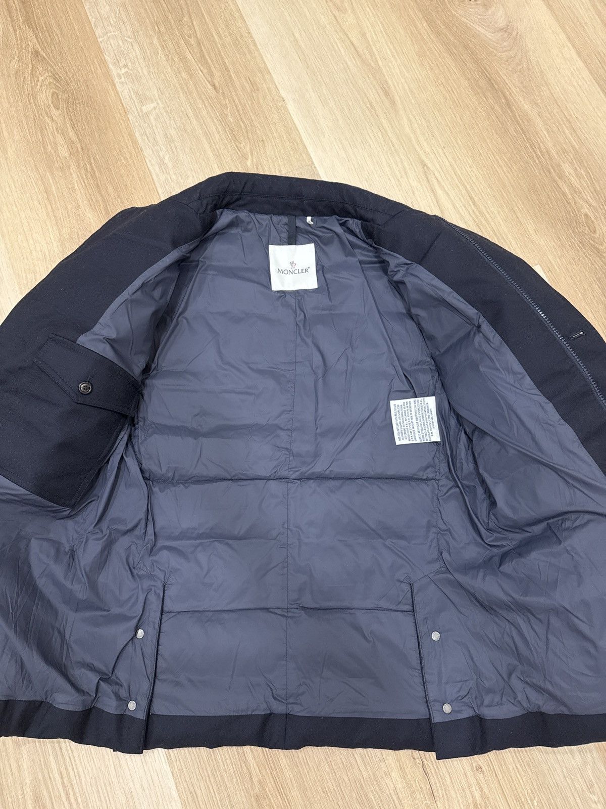 Moncler Moncler Navy Blue Wool Rodin Quilted Down Jacket Size US M / EU 48-50 / 2 - 3 Thumbnail
