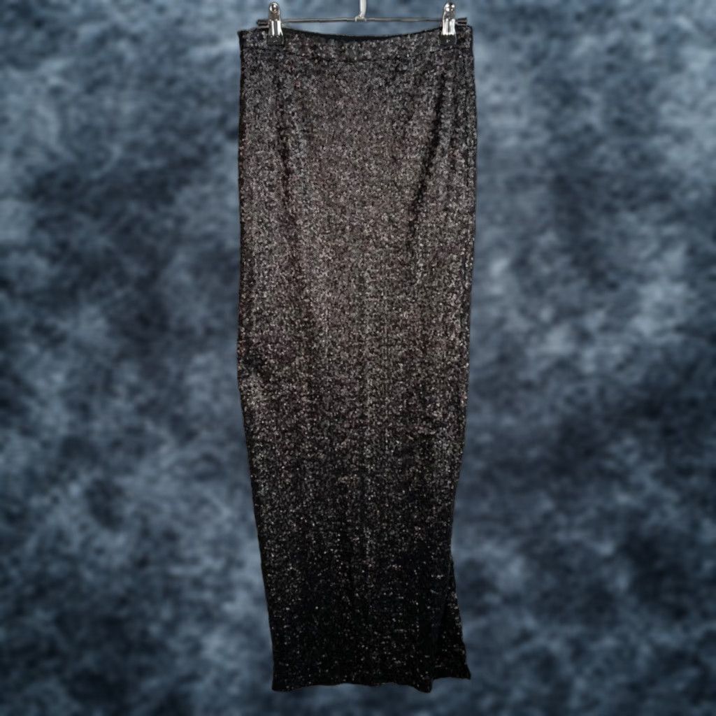 Asos ASOS Sequin Maxi Skirt Black Formal Wear 4 Women Slit Polyester Midi Skirt Womens Size 4 Vintage: No Size 27" / US 4 / IT 40 - 1 Thumbnail