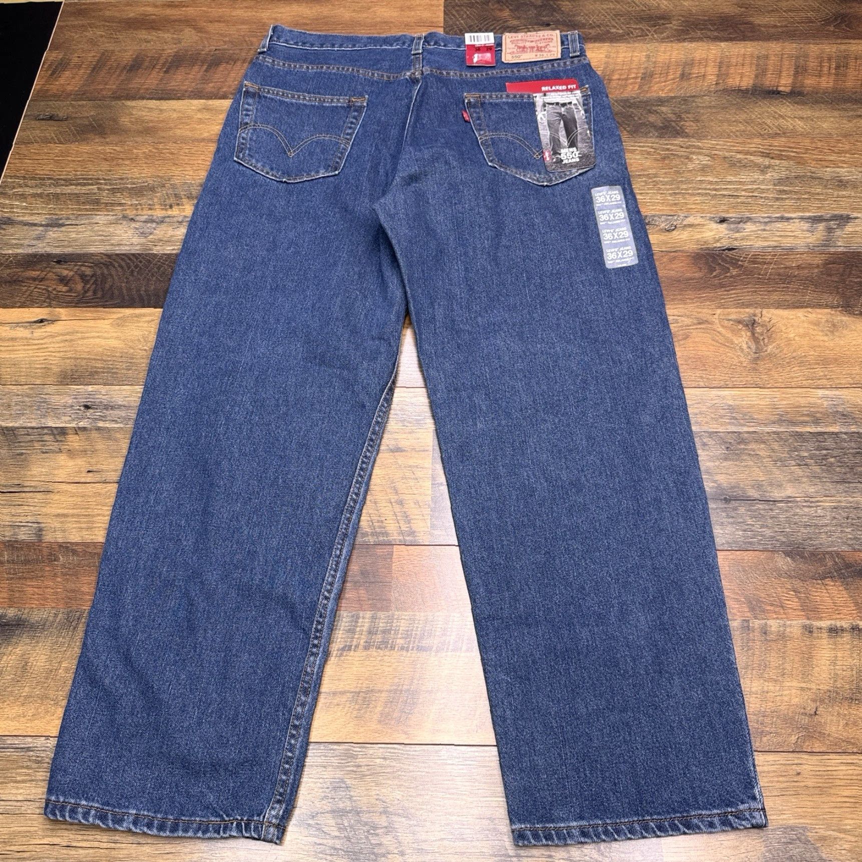 Levi's VINTAGE Levi's 550 Jeans Mens 36x29 Relaxed Tapered Mid Rise Blue Denim 5-Pocket Zipper Zip Belt Loops NWT Size US 36 / EU 52 - 3 Thumbnail