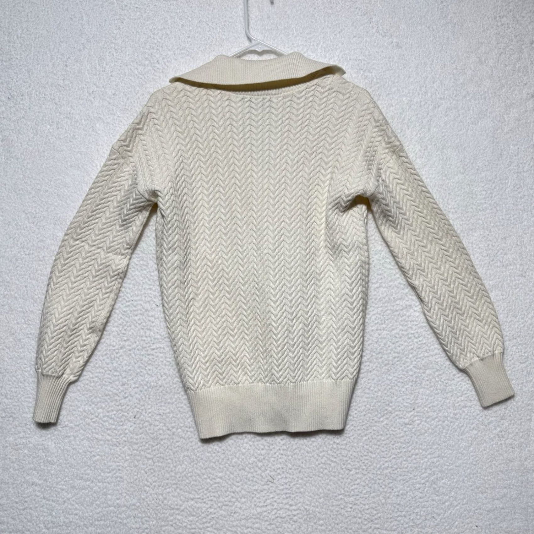 Vintage Hatch Sweater Pullover Knit Ivory S Maternity Womens Cable-Knit V-Neck Long Sleeve All Seasons City Classic Designer Preppy Size S / US 4 / IT 40 - 3 Thumbnail