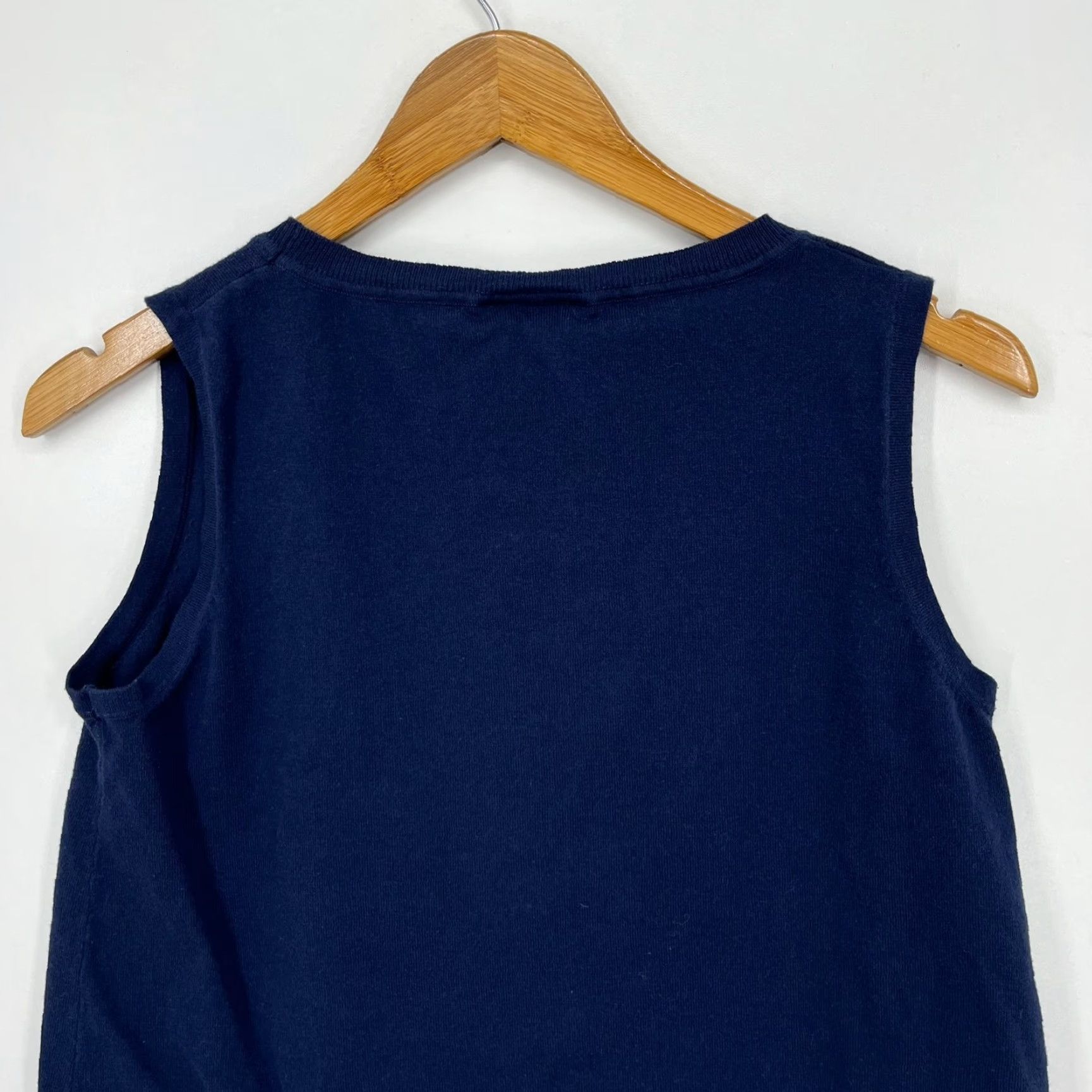 Vintage Sail to Sable Tank Women's M Navy Blue Sleeveless Fringe Solid Shirt Size M / US 6-8 / IT 42-44 - 6 Thumbnail