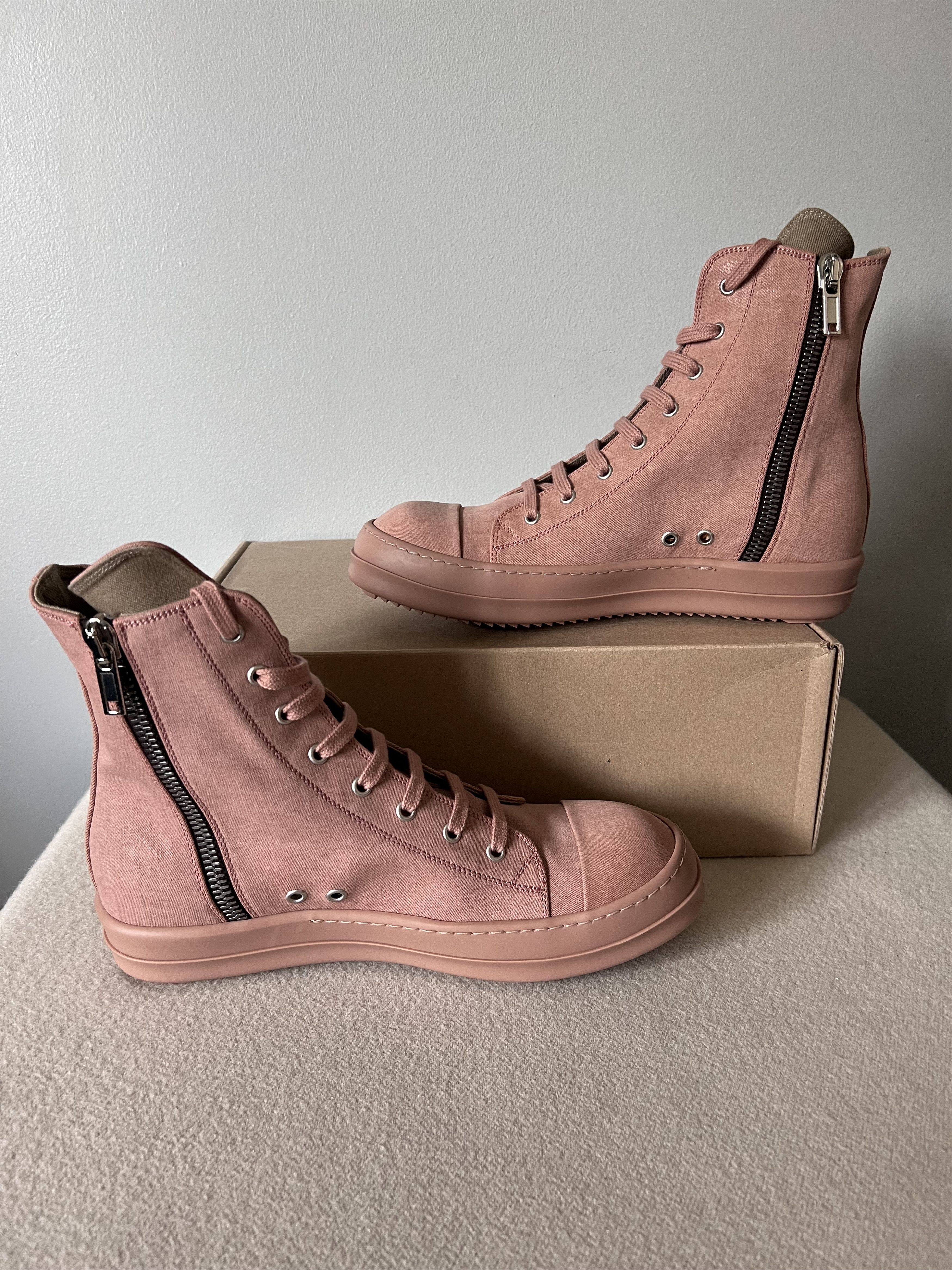 Rick Owens Drkshdw Rick Owens DRKSHDW Ramones in Dark Pink Denim Size US 9 / EU 42 - 3 Thumbnail