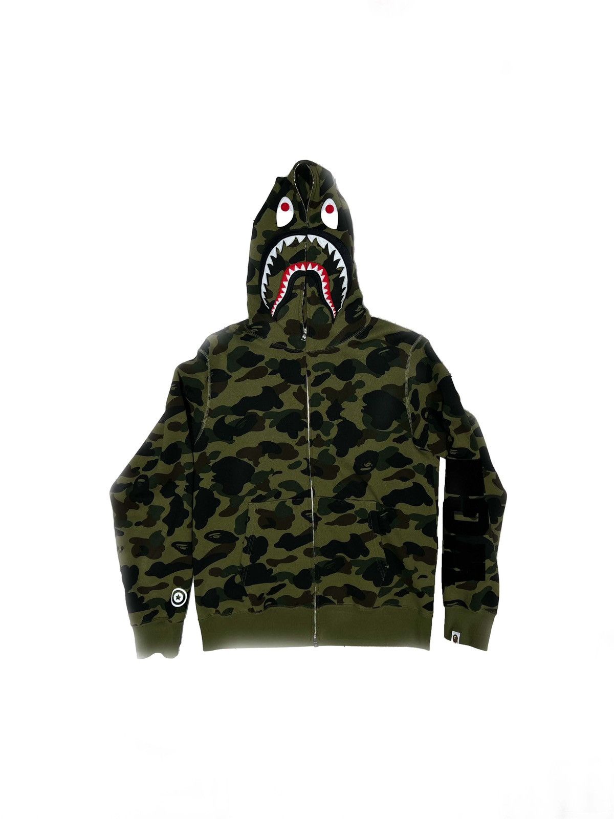image of Bape First Camo Shark Full Zip Hoodie XL Size in Green, Men's