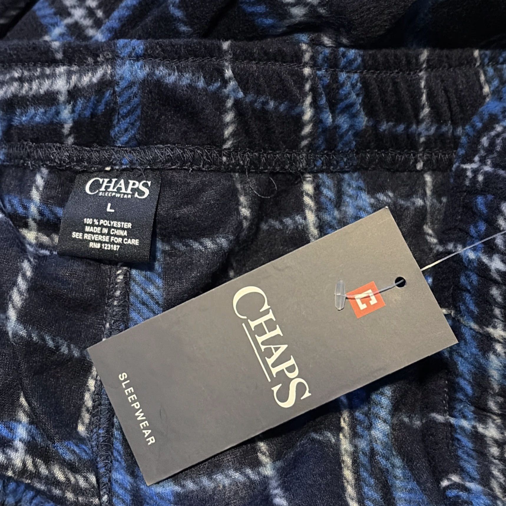 Chaps Chaps Ralph Lauren Fleece Pajama Pants Plaid Blue Large NWT Mens Regular Size L Size US 33 - 4 Thumbnail