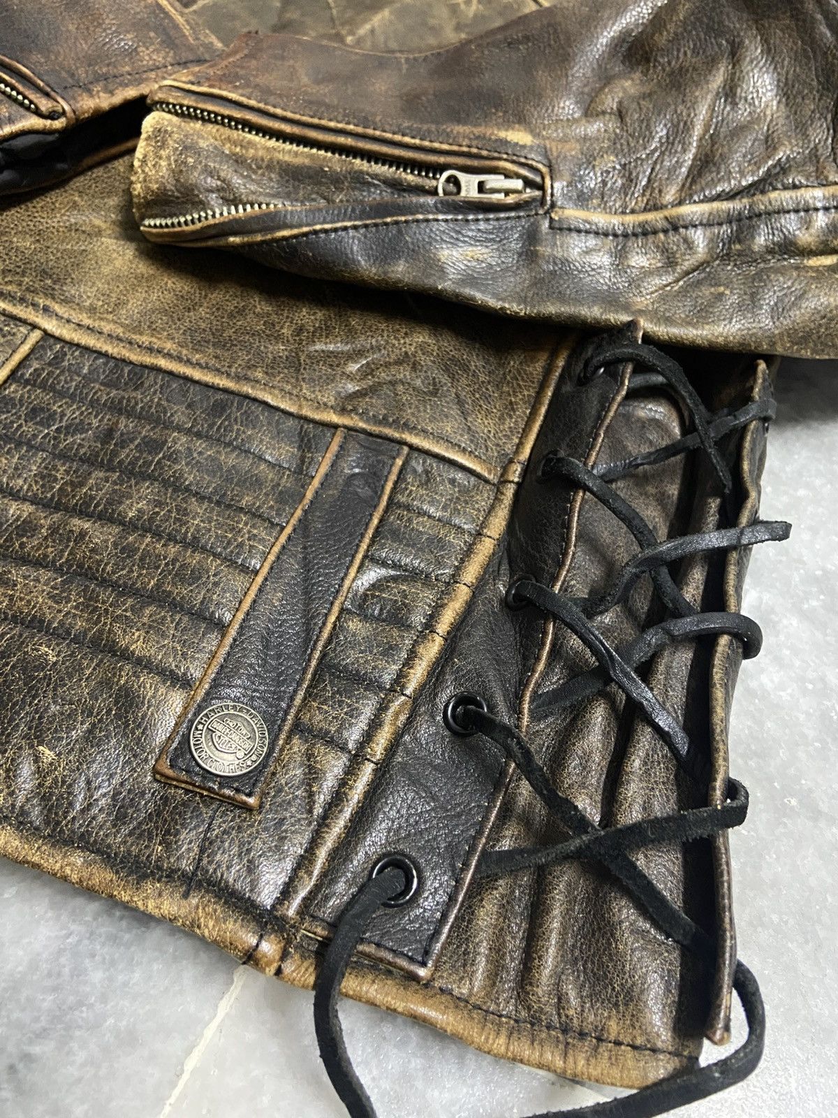 Harley Davidson Vintage Harley Davidson Leather Jacket Biker Brown jacket Size US M / EU 48-50 / 2 - 11 Thumbnail