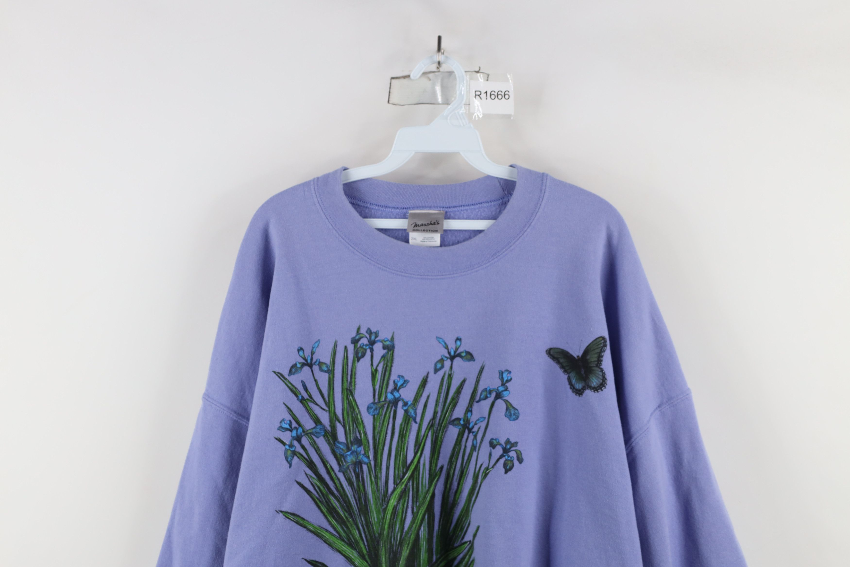 Vintage Vintage 90s Streetwear Nature Flower Butterfly Sweatshirt Size XXL / US 16-18 / IT 52-54 - 2 Thumbnail