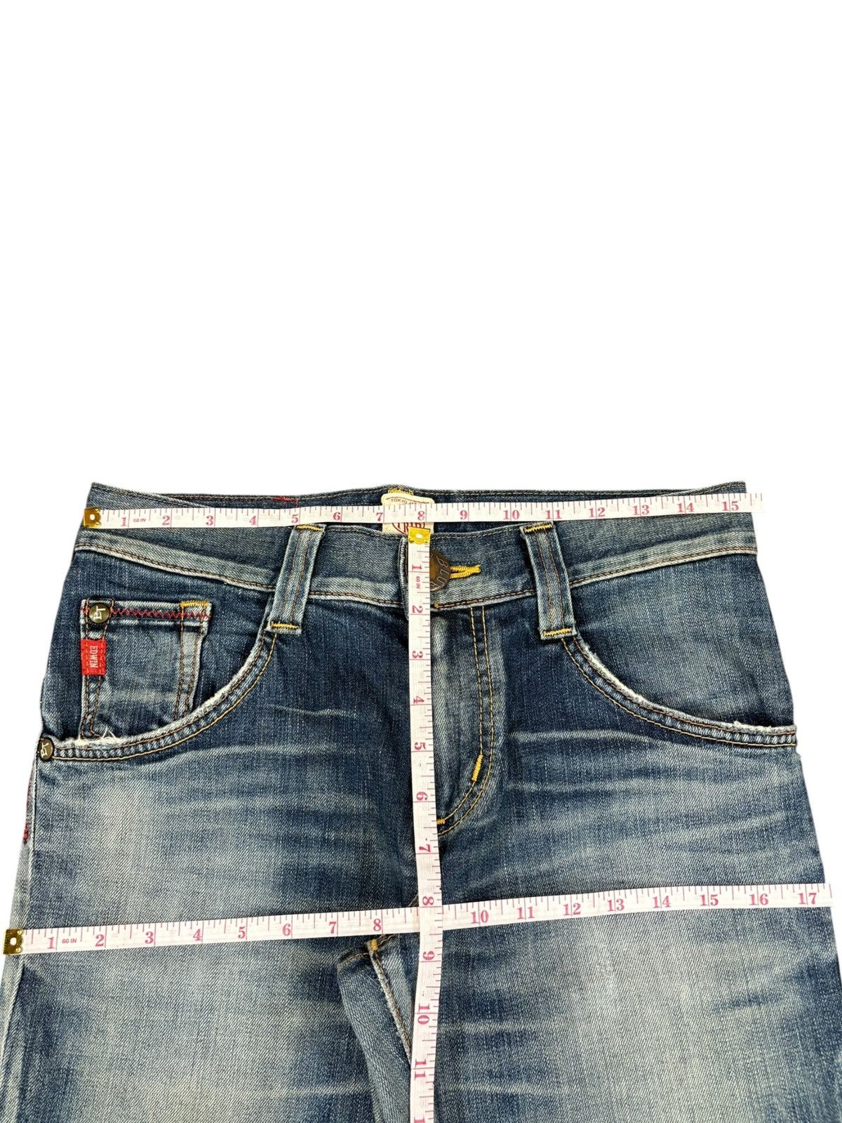 Edwin Vintage Edwin Blue Trip Buckle Back Spiral Flare Jeans Size US 30 / EU 46 - 12 Thumbnail