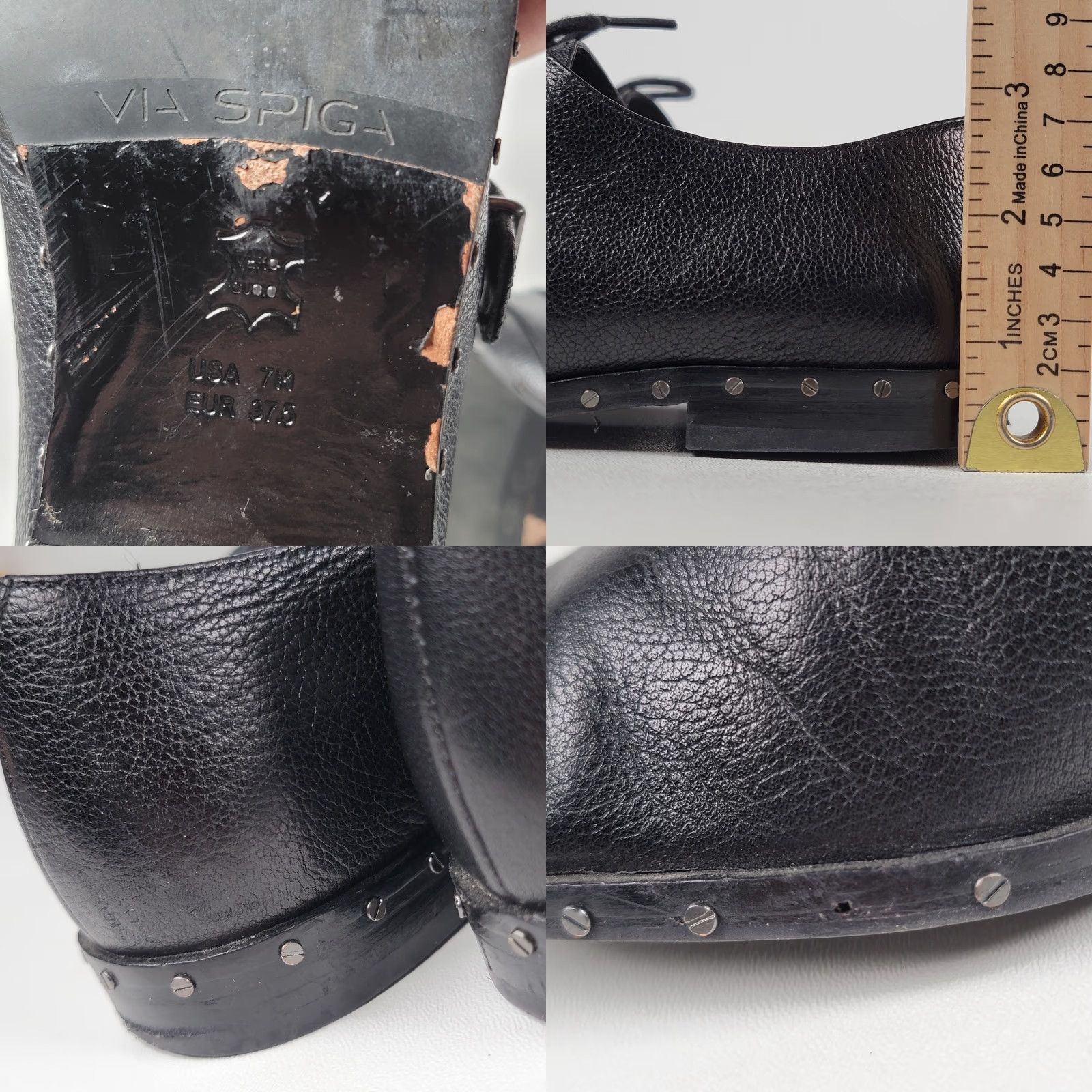 Vintage Via Spiga Buckle Pointed Stud Lace up Ladonna Loafers Black Women's US 7M Size US 7 / IT 37 - 8 Thumbnail