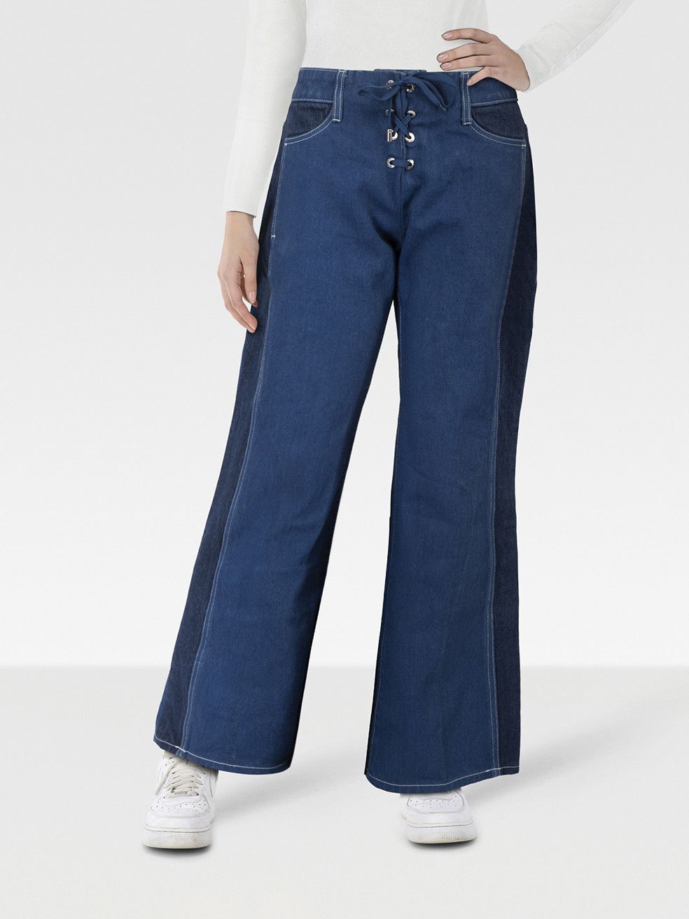Dion Lee Blue Two Tone Wide Leg Jeans Size 28" / US 6 / IT 42 - 1 Thumbnail