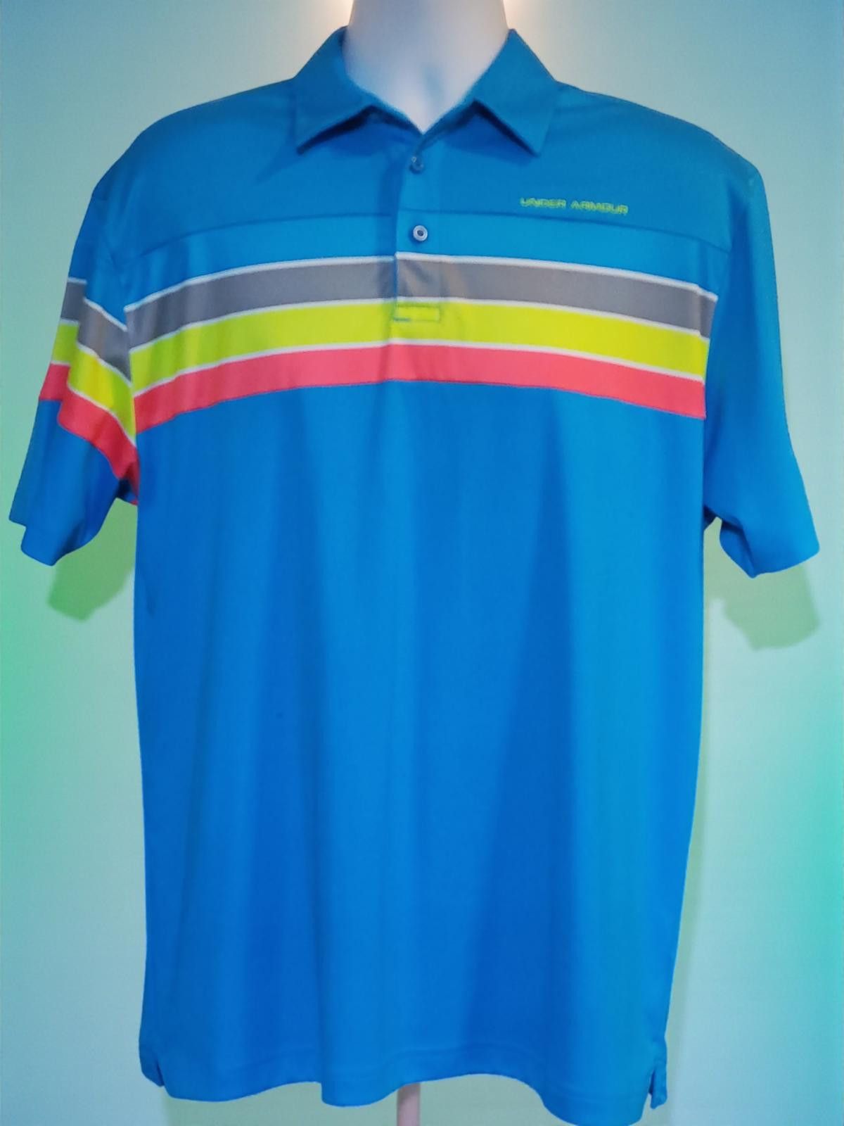 Under Armour Under Armour Men's Golf Polo Shirt Blue Multi-Stripe Size XL Size US XL / EU 56 / 4 - 2 Thumbnail