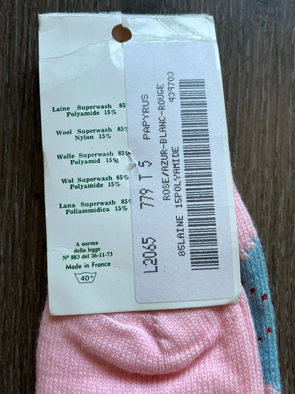 Lacoste Lacoste Sz 42-43 Made in France Pink Wool Socks 1990s Size 42 - 6 Thumbnail