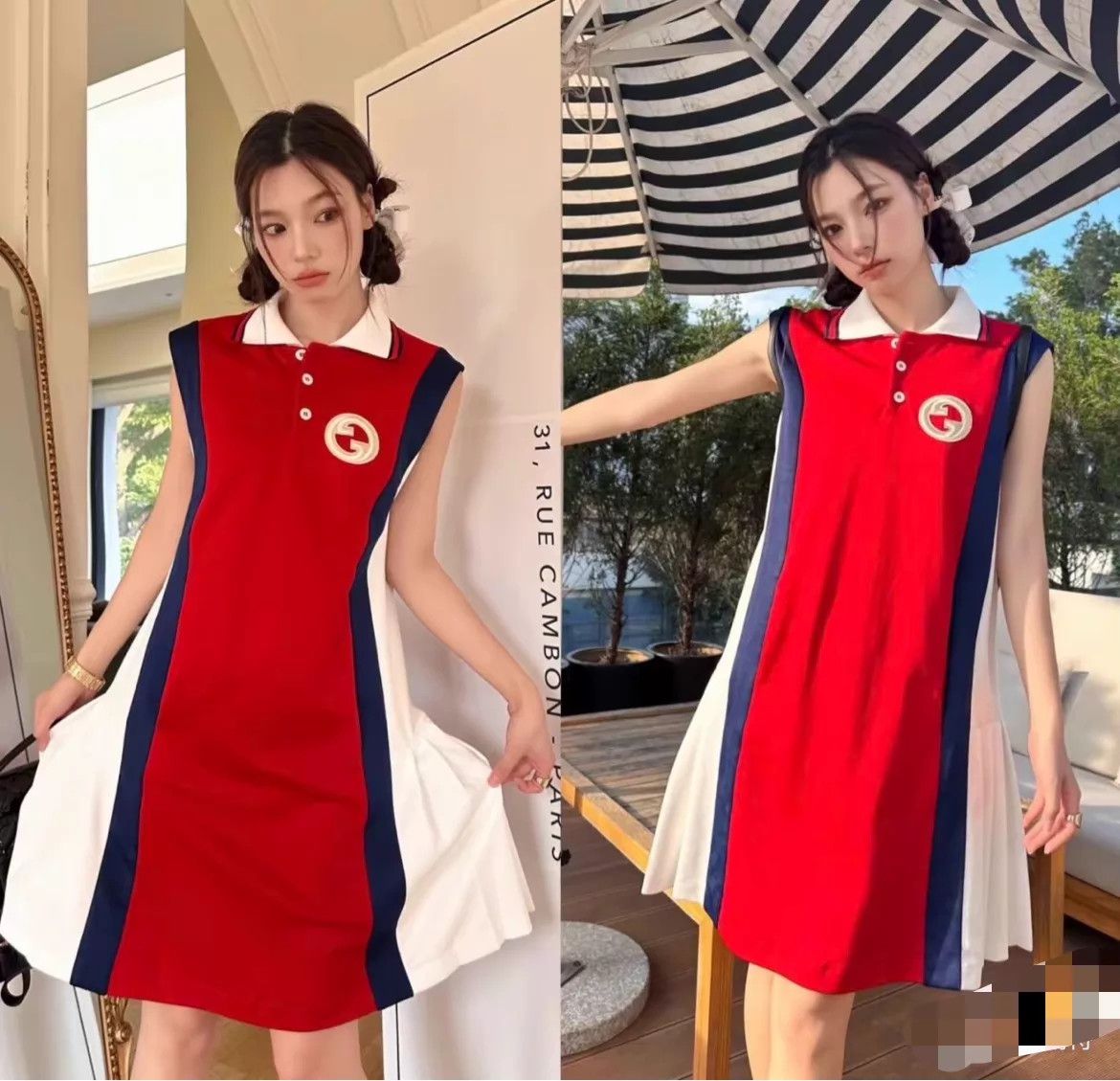 Gucci GUCCI Tipped Collar Sleeveless Striped Logo Slim Dress XXS Size XXS / US 00 / IT 34 - 7 Thumbnail