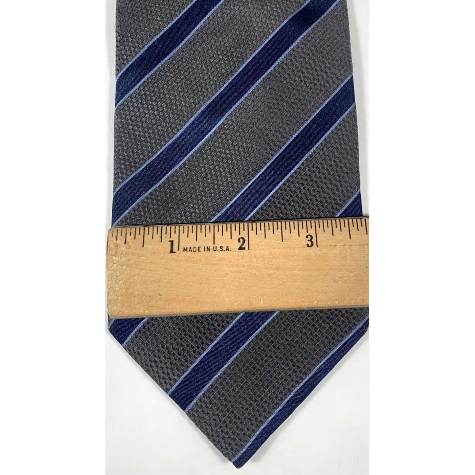 Vintage PROCHOWNICK Silk tie Made in Italy Gray Blue diagonal striped Tie Men Classic 57-60 in. Gray Blue Diagonal Striped Silk Tie Size ONE SIZE - 2 Thumbnail