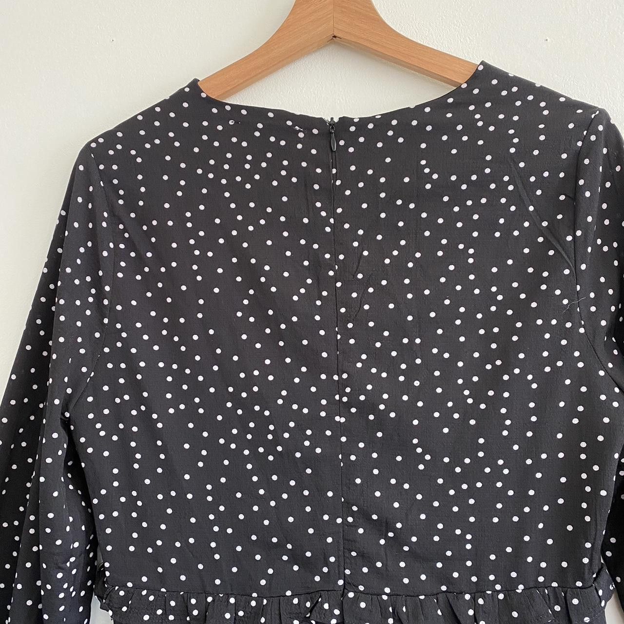 Vintage GOLLI BLACK WHITE POLKA DOT LONG-SLEEVE DRESS SIZE LARGE Size L / US 10 / IT 46 - 7 Thumbnail