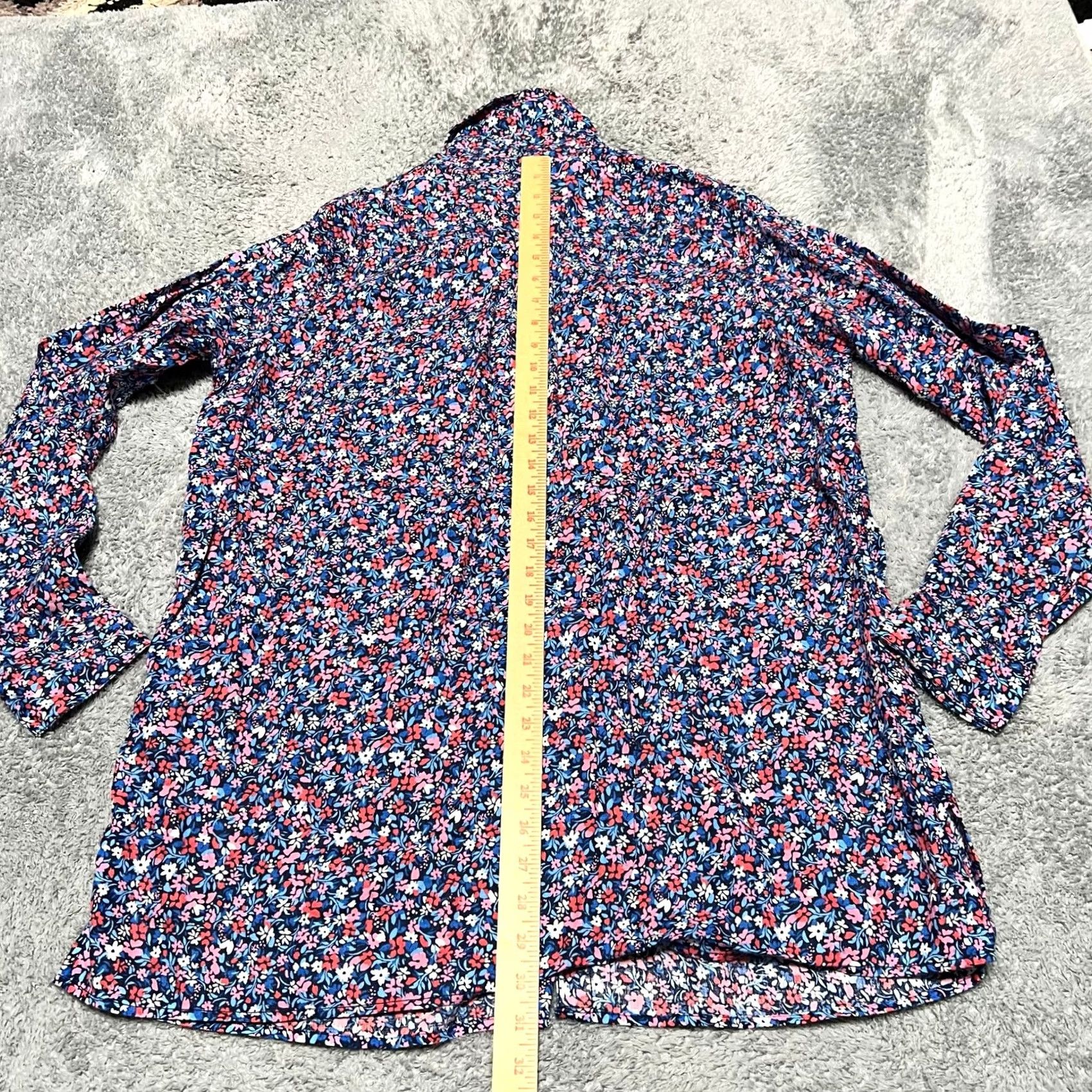 Vintage Draper James Lands' End Shirt Womens Large L Button-Up Cottagecore Floral Linen Blue Women's L Regular Size L / US 10 / IT 46 - 5 Thumbnail