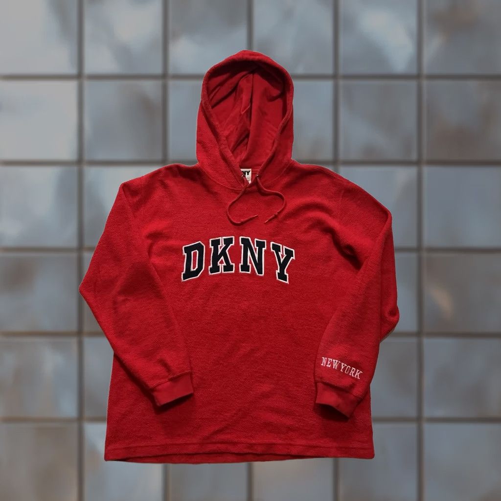 DKNY VINTAGE DKNY Donna Karen New York Pile Fleece Pullover Hoodie Shirt Sz S Red Mens 90s 80s Size US S / EU 44-46 / 1 - 1 Thumbnail
