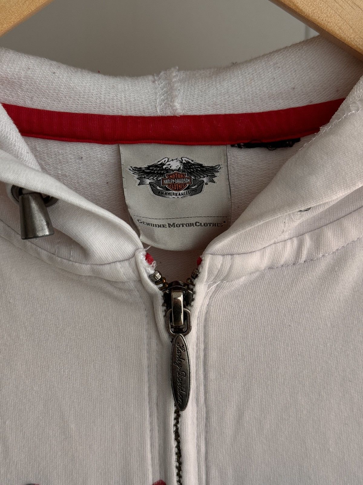 Ed Hardy × Harley Davidson × Vintage Vintage Harley Davidson Rhinestone Tattoo Logos White Hoodie Size S / US 4 / IT 40 - 10 Thumbnail