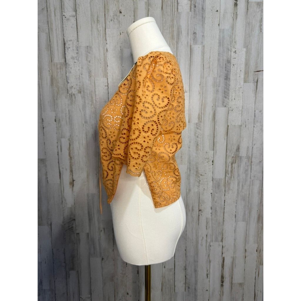 Sandro NWT Sandro Women's Orange Livio Tie Front Blouse Size 0 Size XXS / US 00 / IT 34 - 5 Thumbnail