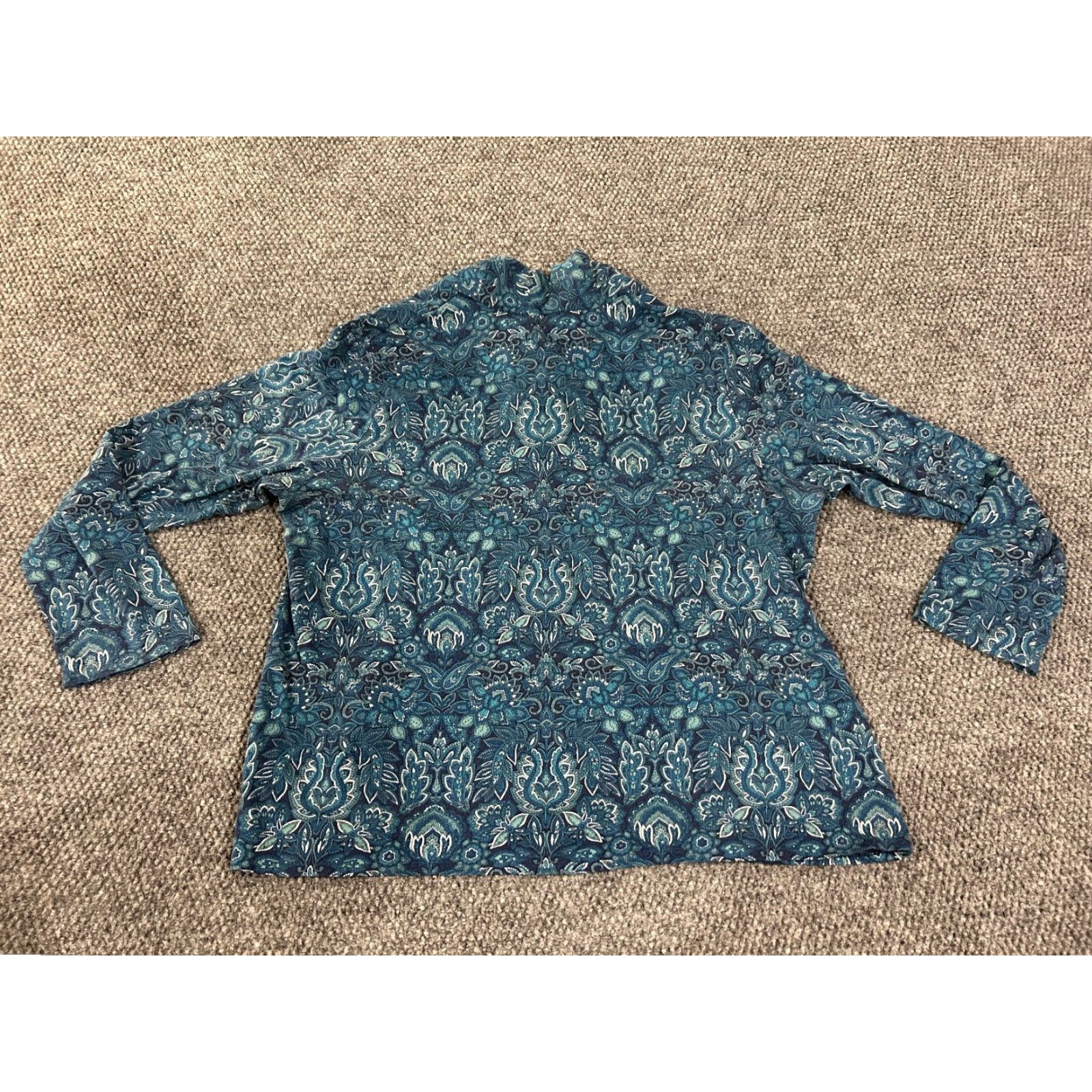 Talbots Talbots Blouse Womens 2X Blue Paisley V-Neck Stretch Casual Long Sleeve Cotton Modal Spandex Down-Blend Regular Size XXL / US 16-18 / IT 52-54 - 5 Thumbnail