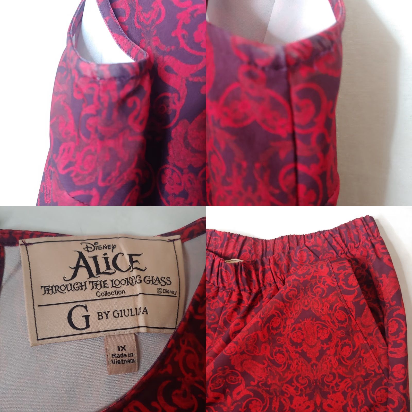 Disney Disney Through the Looking Glass by GIULIANA 1X Outfit Shirt Pants Red Women Size XL / US 12-14 / IT 48-50 - 8 Thumbnail