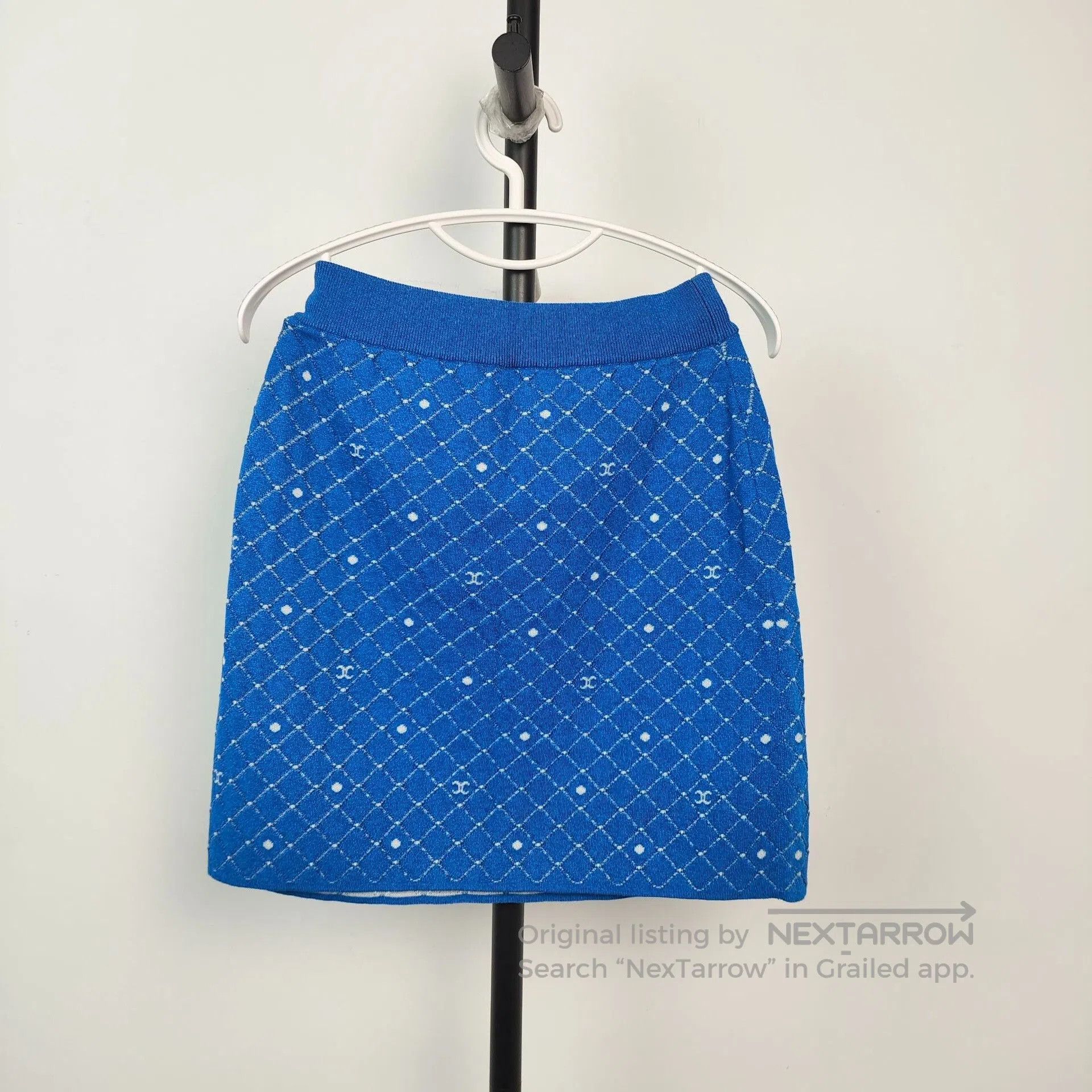 Chanel Chanel Blue CC Quilted Polka Dot Skirt. Size 37" - 2 Thumbnail