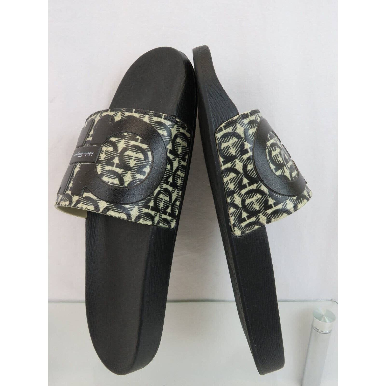 GROOVE 6 BEIGE BLACK RUBBER GANCINI LOGO SANDALS SLIDES 12 M