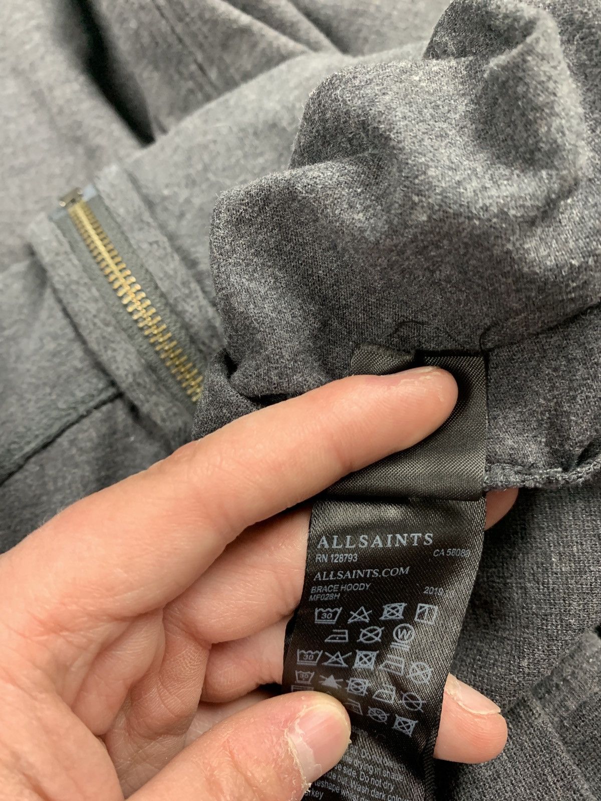 Allsaints Designer Allsaints Full Zip Hoodie Ramskull Logo Dark Gray Size US M / EU 48-50 / 2 - 8 Thumbnail