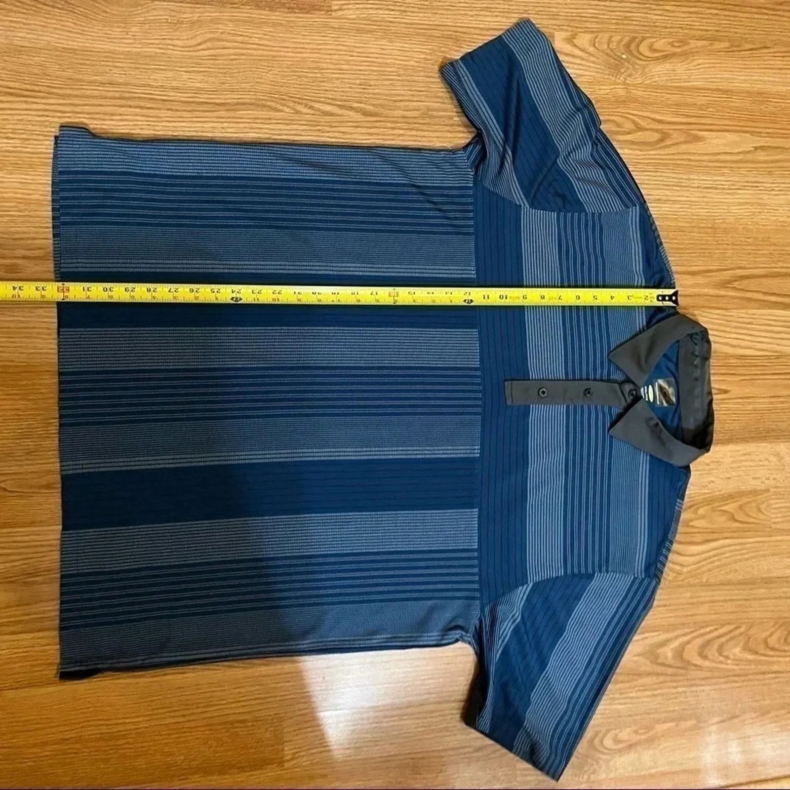 Greg Norman Greg Norman Golf Polo Men's 2XL Play Dry Grey Blue Striped Size US XXL / EU 58 / 5 - 7 Thumbnail