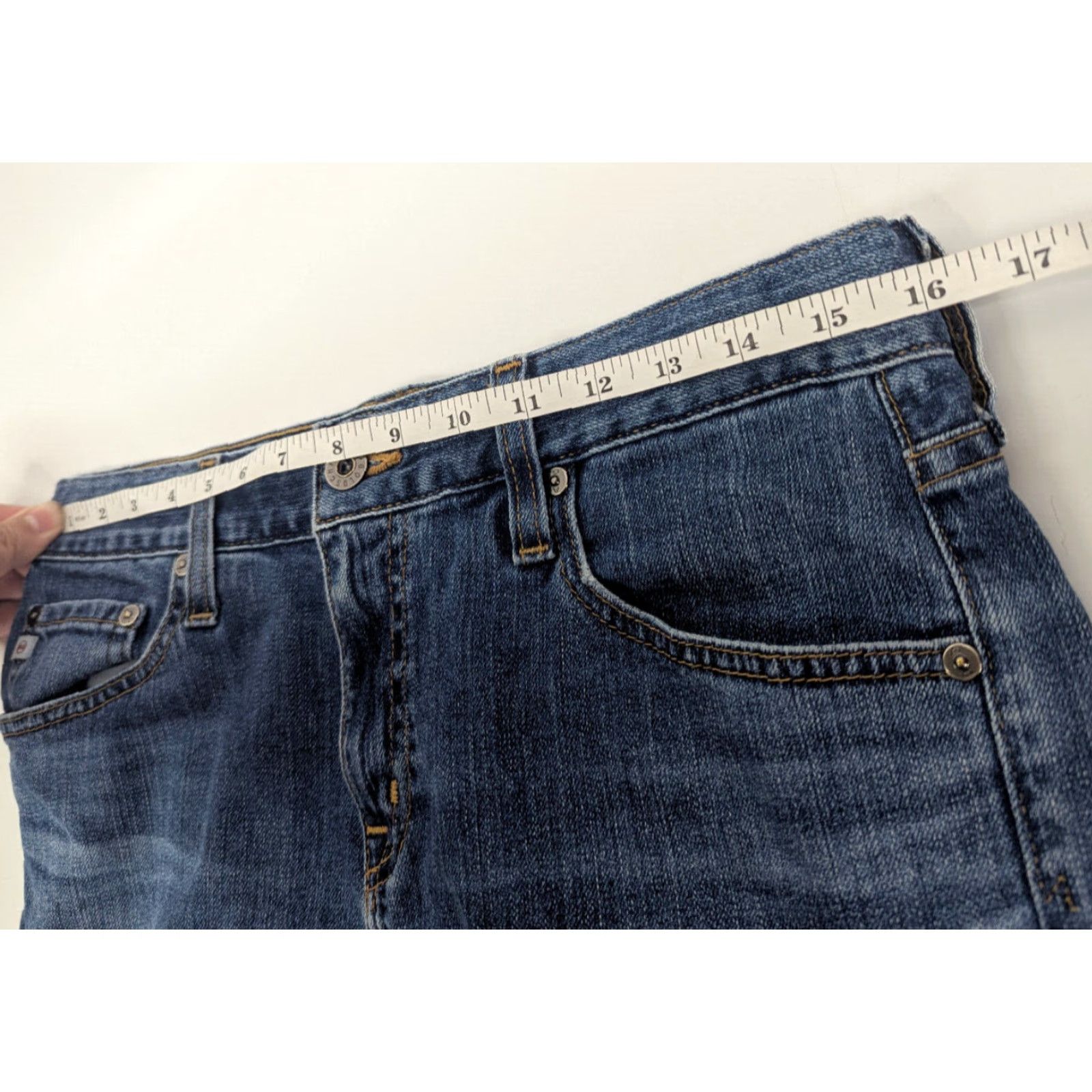 Vintage AG Adriano Goldschmied Jeans Womens Slim Distressed Boyfriend 28R Blue Denim Cotton Polyurethane 5-Pocket Logo Zipper Button Jeans Size 28" / US 6 / IT 42 - 7 Thumbnail