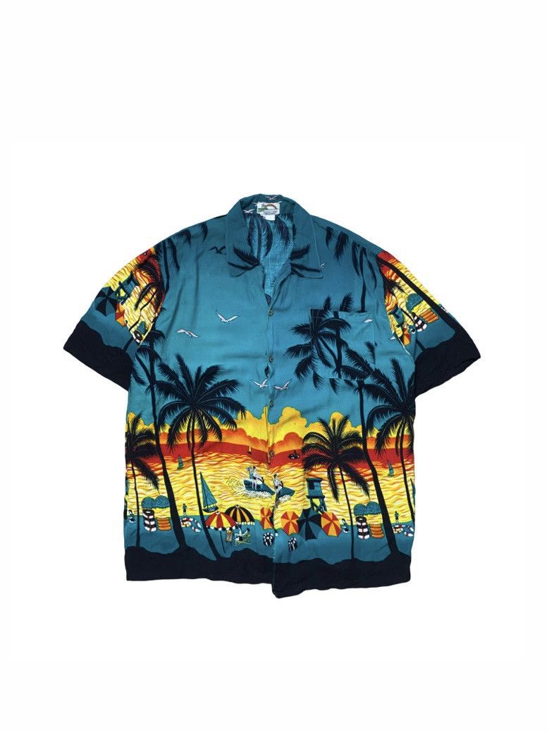 Vintage Paradise Found Hawaiian Shirt Floral Beach Palms Print 2XL Size US XXL / EU 58 / 5 - 1 Thumbnail