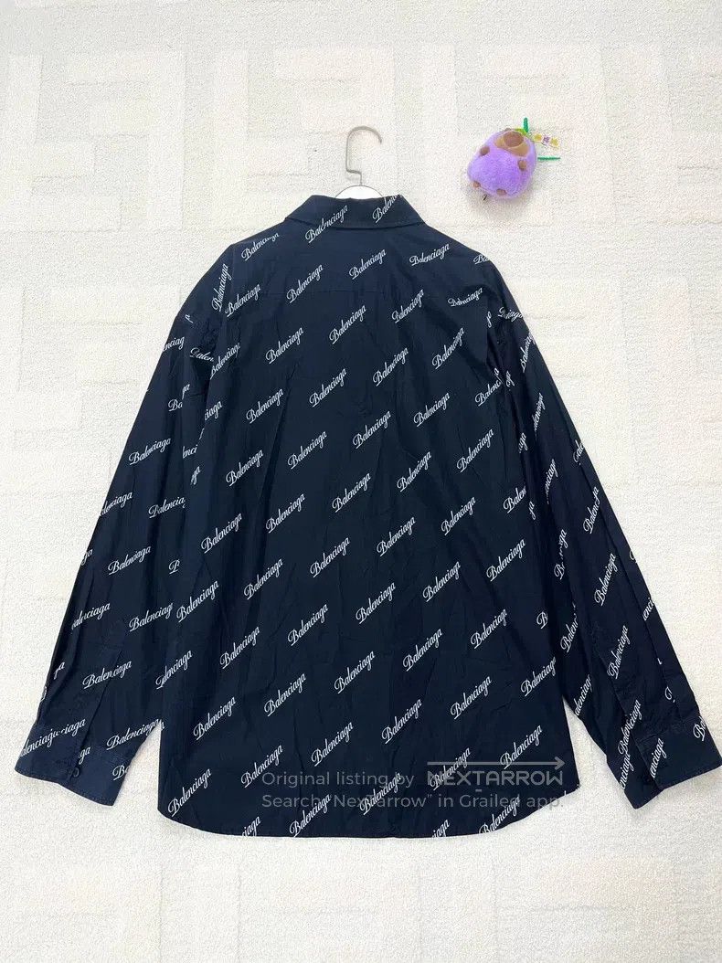 Balenciaga Balenciaga Black Printed Letter Logo Long Sleeve Shirt Size XS / US 0-2 / IT 36-38 - 2 Thumbnail