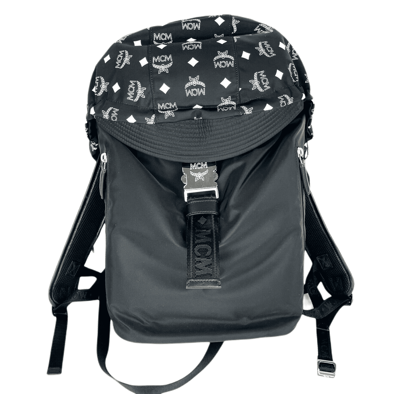 Women's Black Nylon Luft Hoodie Backpack with Detachable