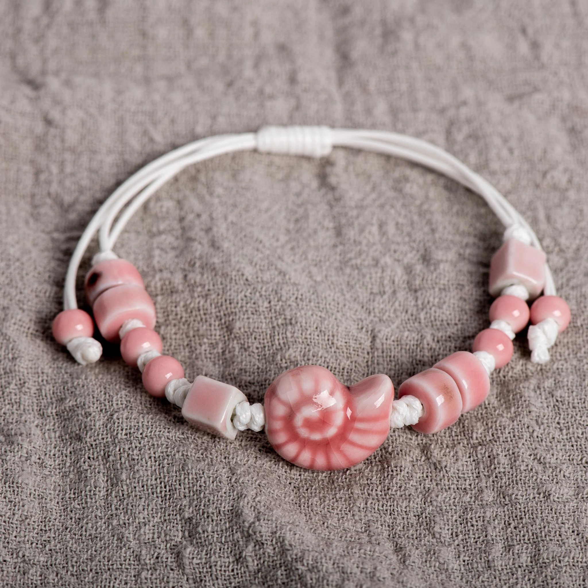 Handmade Seashell Ceramic Bracelet Handmade Jewelry Gift For Her Size ONE SIZE - 3 Thumbnail