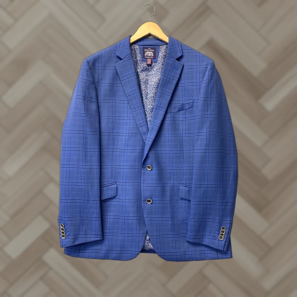 Vintage VINTAGE Savile Row Blue Glen Plaid Blazer 44L Wool Classic Fit Handmade British Mens Size 44L - 1 Thumbnail