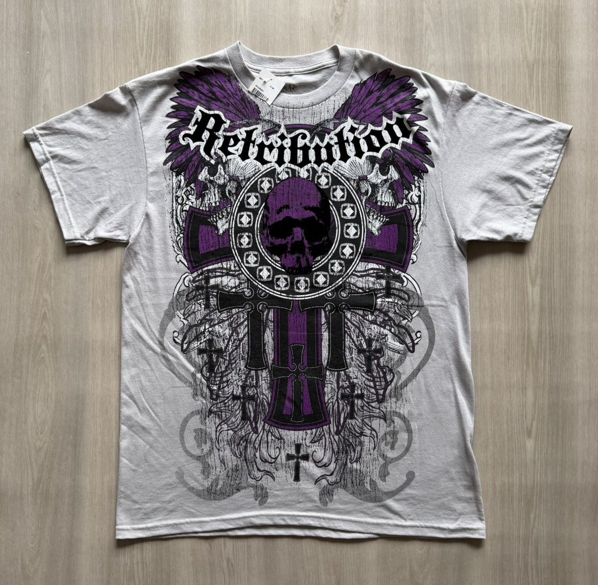 Chemistry Vtg Y2K Chemistry Double Sides Retribution Skull Cross Sz L Size US L / EU 52-54 / 3 - 1 Thumbnail