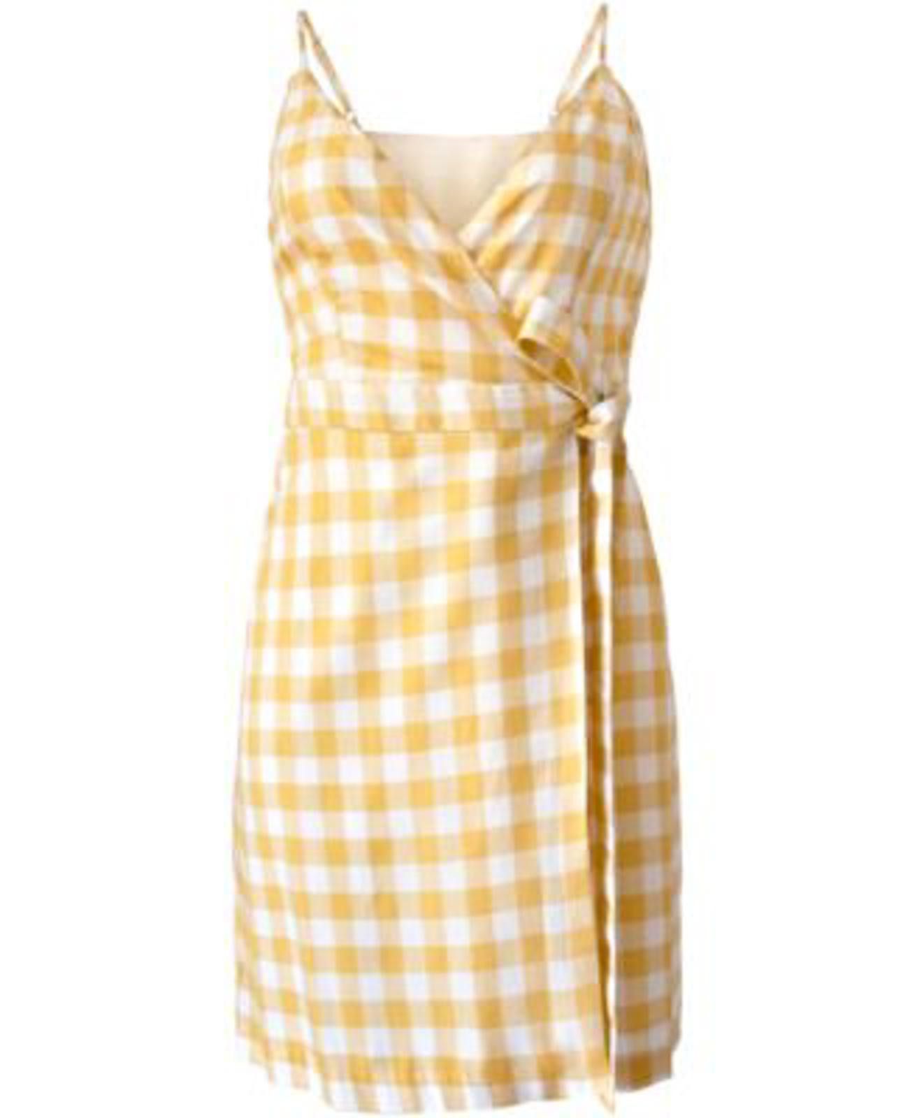 BCBGeneration BCBG Yellow and White Gingham Wrap Mini Dress Size XS / US 0-2 / IT 36-38 - 1 Thumbnail