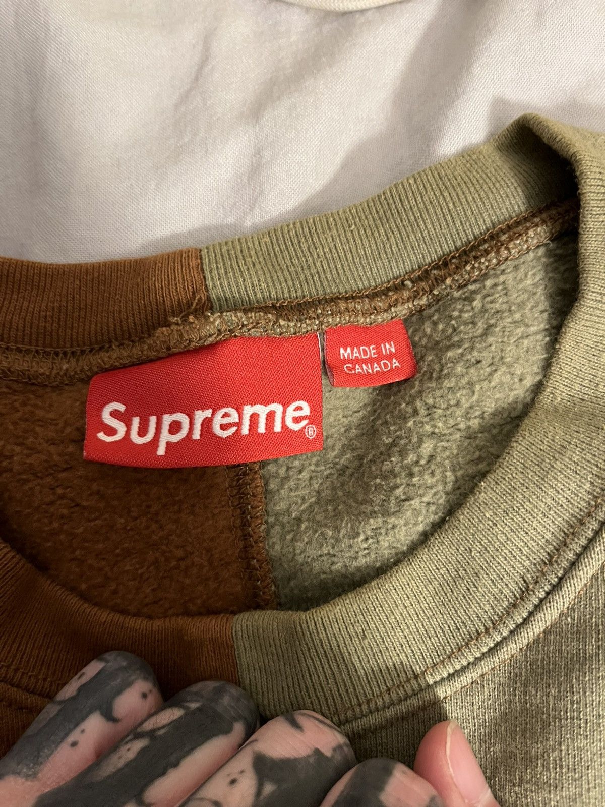 Supreme Supreme split crewneck olive brown Size US XL / EU 56 / 4 - 3 Thumbnail