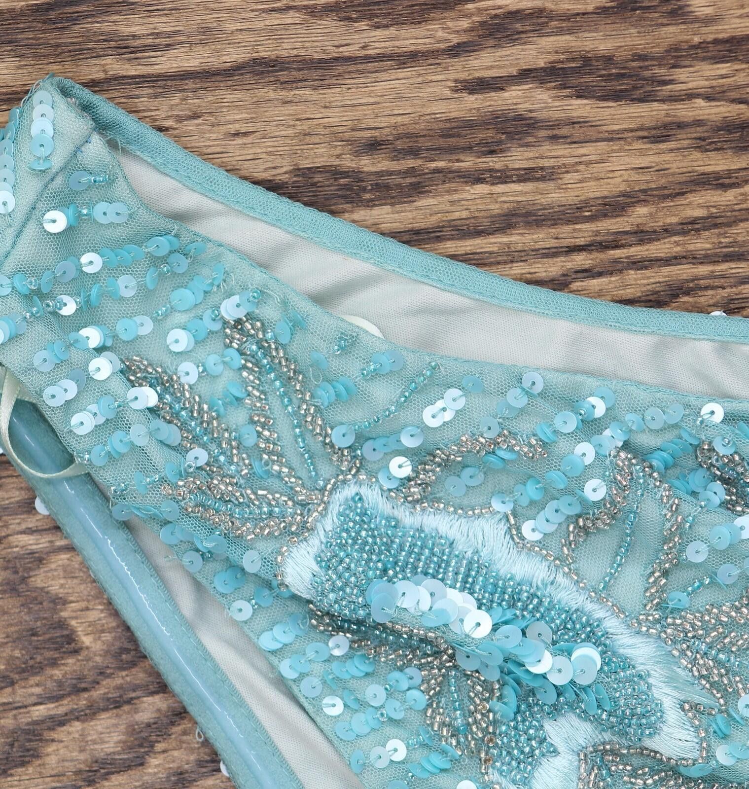 Other Nwt Adrianna Papell One Slit Dress Gown Aqua Luster Blue 14 Size XL / US 12-14 / IT 48-50 - 6 Thumbnail