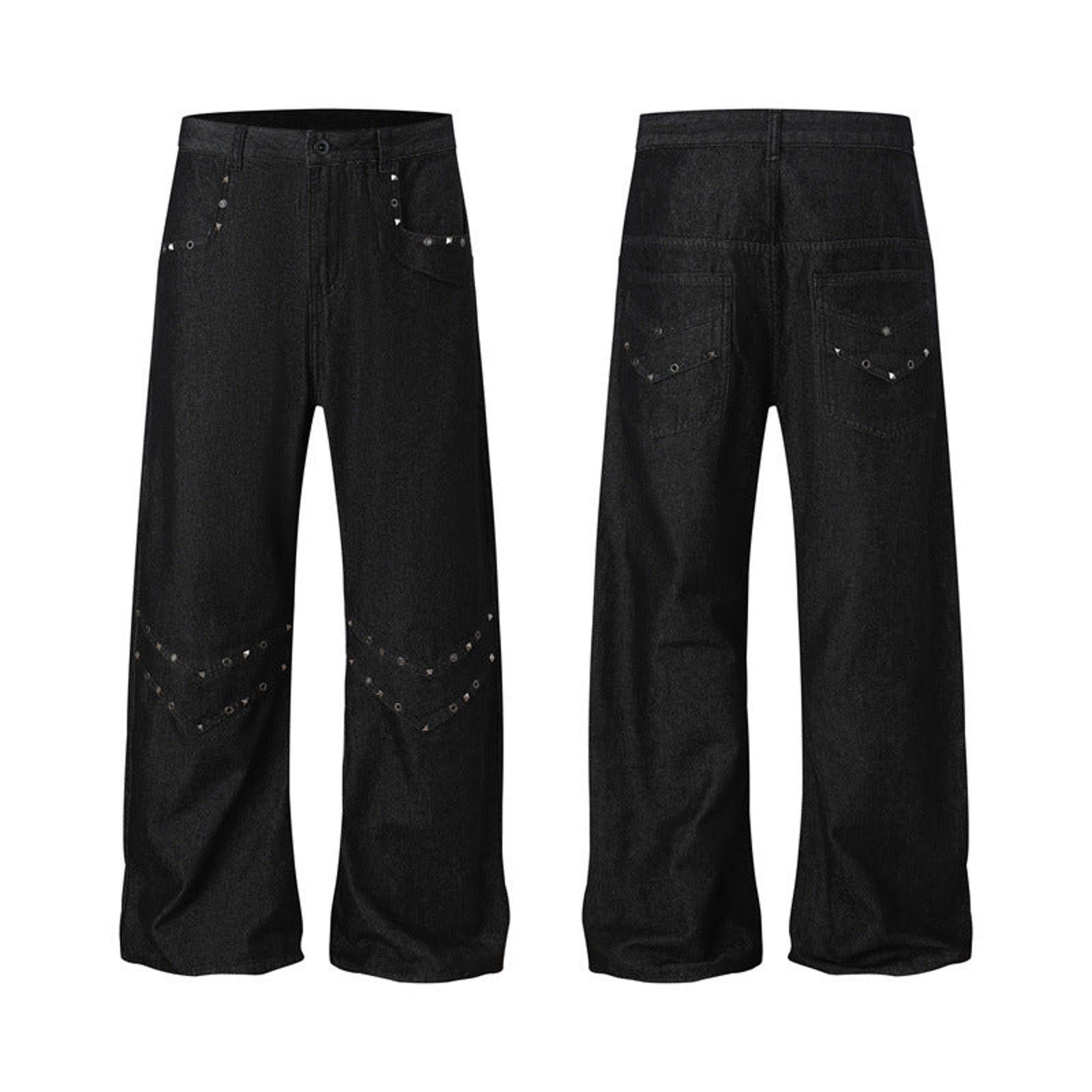 Vintage Stud-Detail Patchwork Wide-Leg Tapered Pants Size US 30 / EU 46 - 3 Thumbnail
