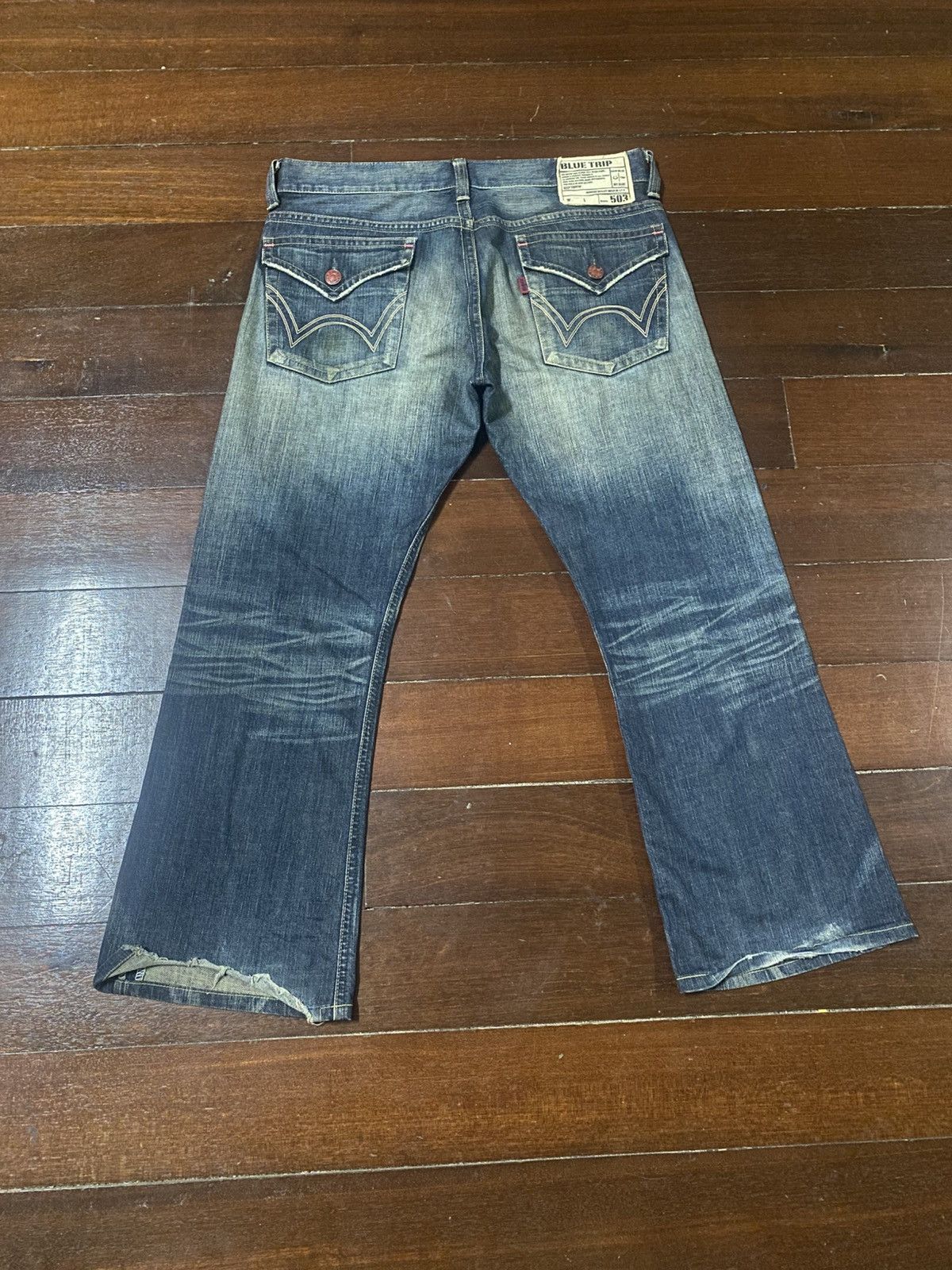 If Six Was Nine Japanese Edwin 503 Flared Jeans Distressed Jeans mud wash Size US 37 - 8 Thumbnail