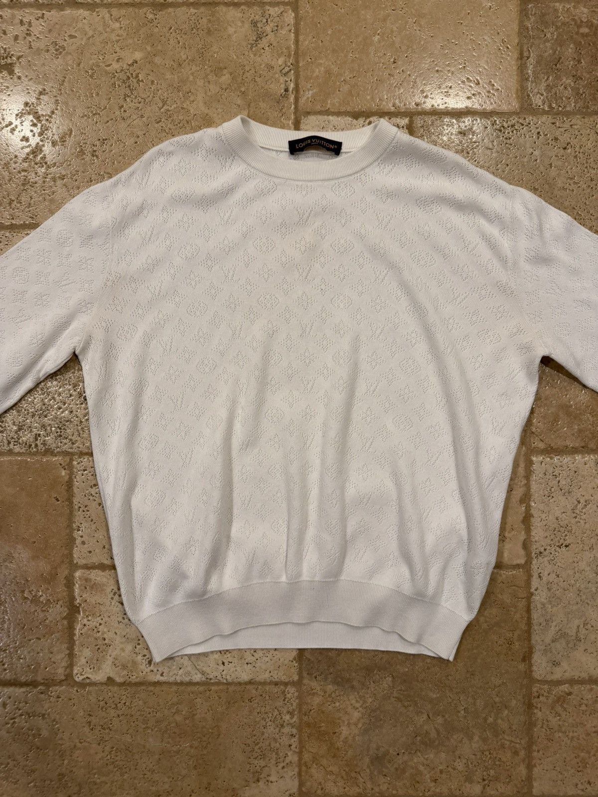 Louis Vuitton Louis Vuitton Monogram Pointelle Cotton Pullover Sweatshirt Size US XXL / EU 58 / 5 - 4 Thumbnail