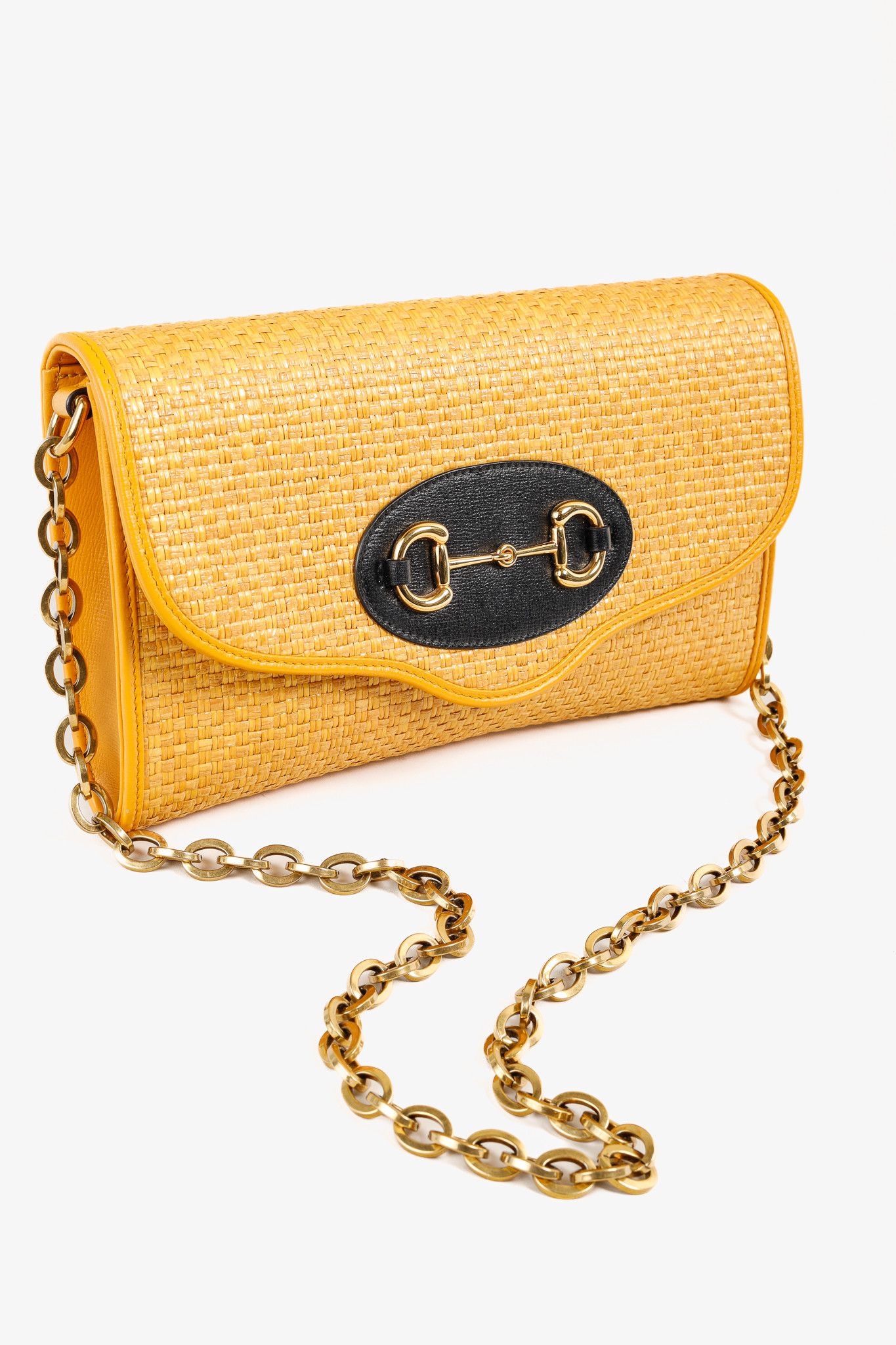 Gucci Gucci Horsebit 1955 Raffia Leather-Trimmed Shoulder Bag Size ONE SIZE - 6 Thumbnail