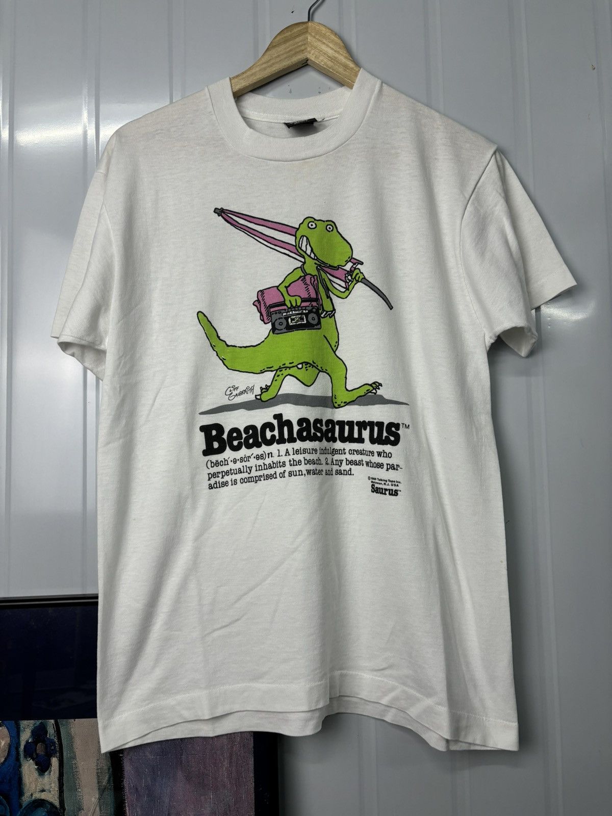 Vintage RARE! Vintage 1986 Beachsaurus Parody Art Wording Tee Size US L / EU 52-54 / 3 - 2 Thumbnail