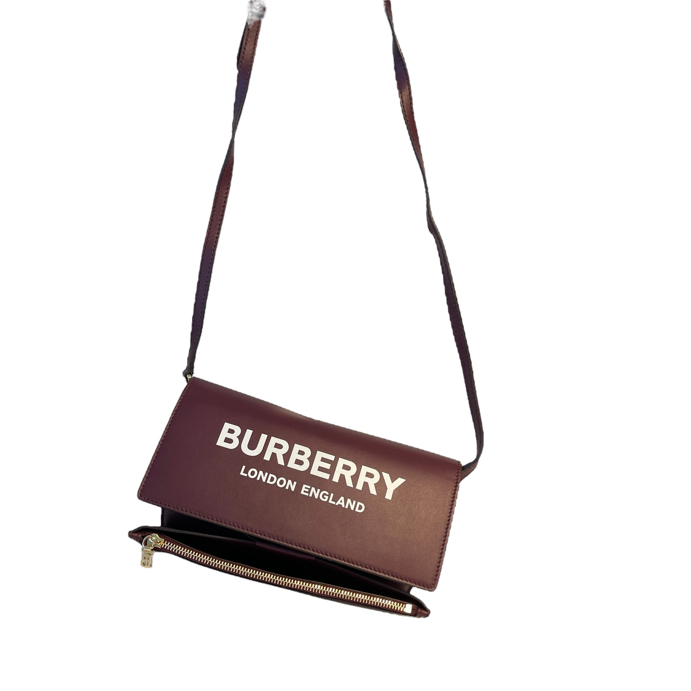 Burberry Burberry Burgundy Leather Hazelmere Wallet On Strap Size ONE SIZE - 5 Thumbnail