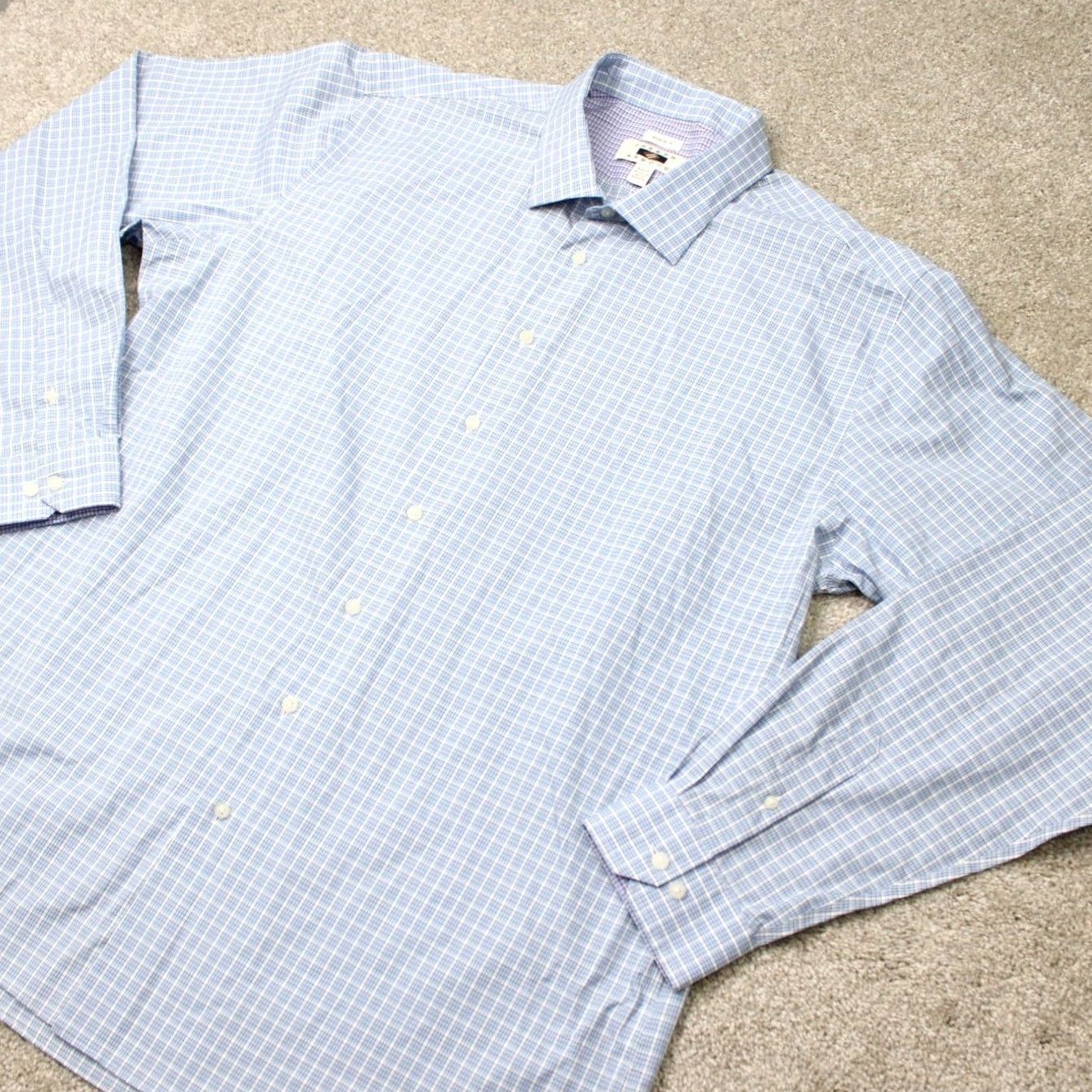 Joseph Abboud Joseph Abboud Shirt Men 3XLT XXXL-tall Blue/Purple Non-Iron Cotton L/S Button-Up Geometric Classic Designer Men's Shirt Size US XXL / EU 58 / 5 - 3 Thumbnail